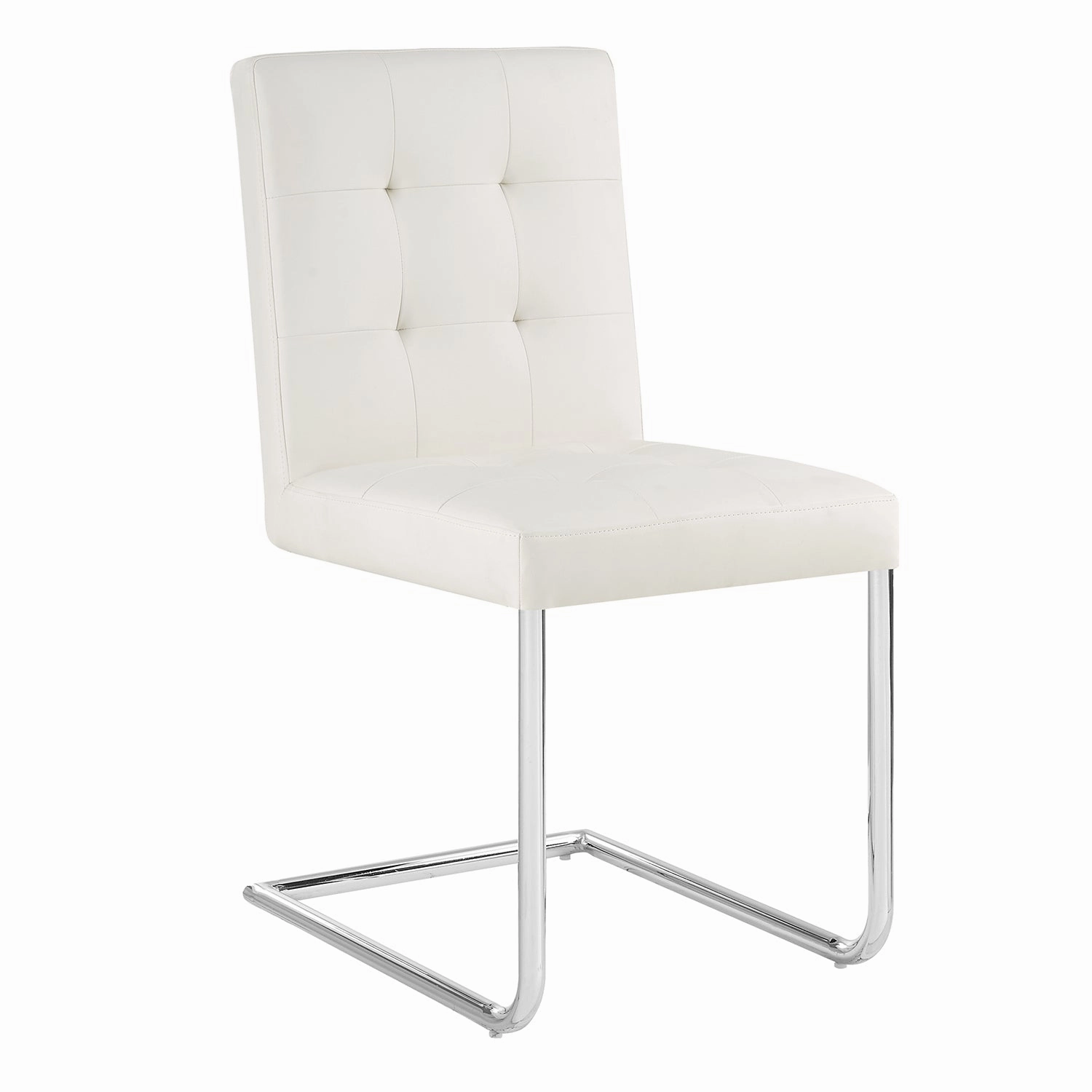 Keyston Set of 2 Cream White PU Leather Upholstered Dining Chairs with Chrome Legs