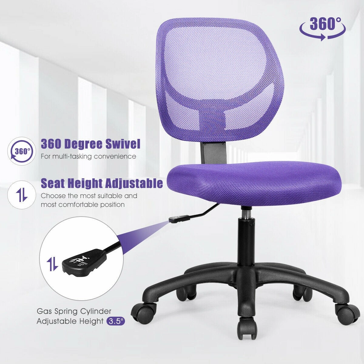 Kids Desk Chair, Mesh Teens Computer Chair with Wheels