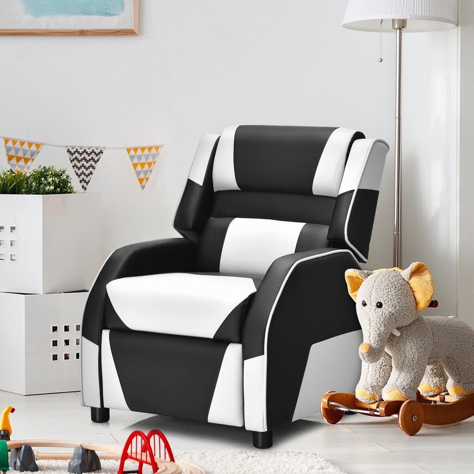 Kids/Youth Gaming Recliner Chair, Ergonomic PU Leather Armchair Lounge Chair for Living & Gaming Room
