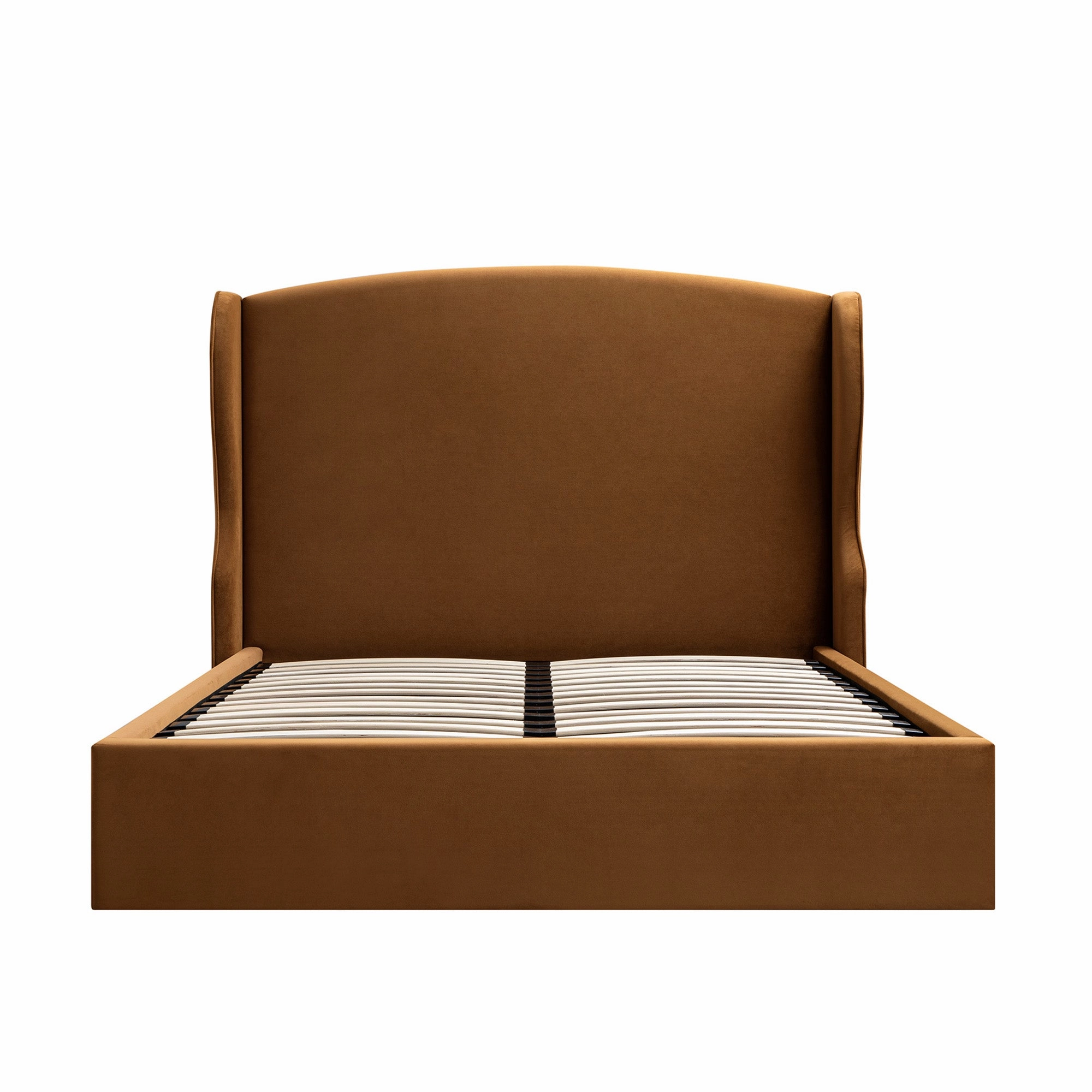 Kimberly Winged Upholstered Storage Bed, Cinnamon Velvet