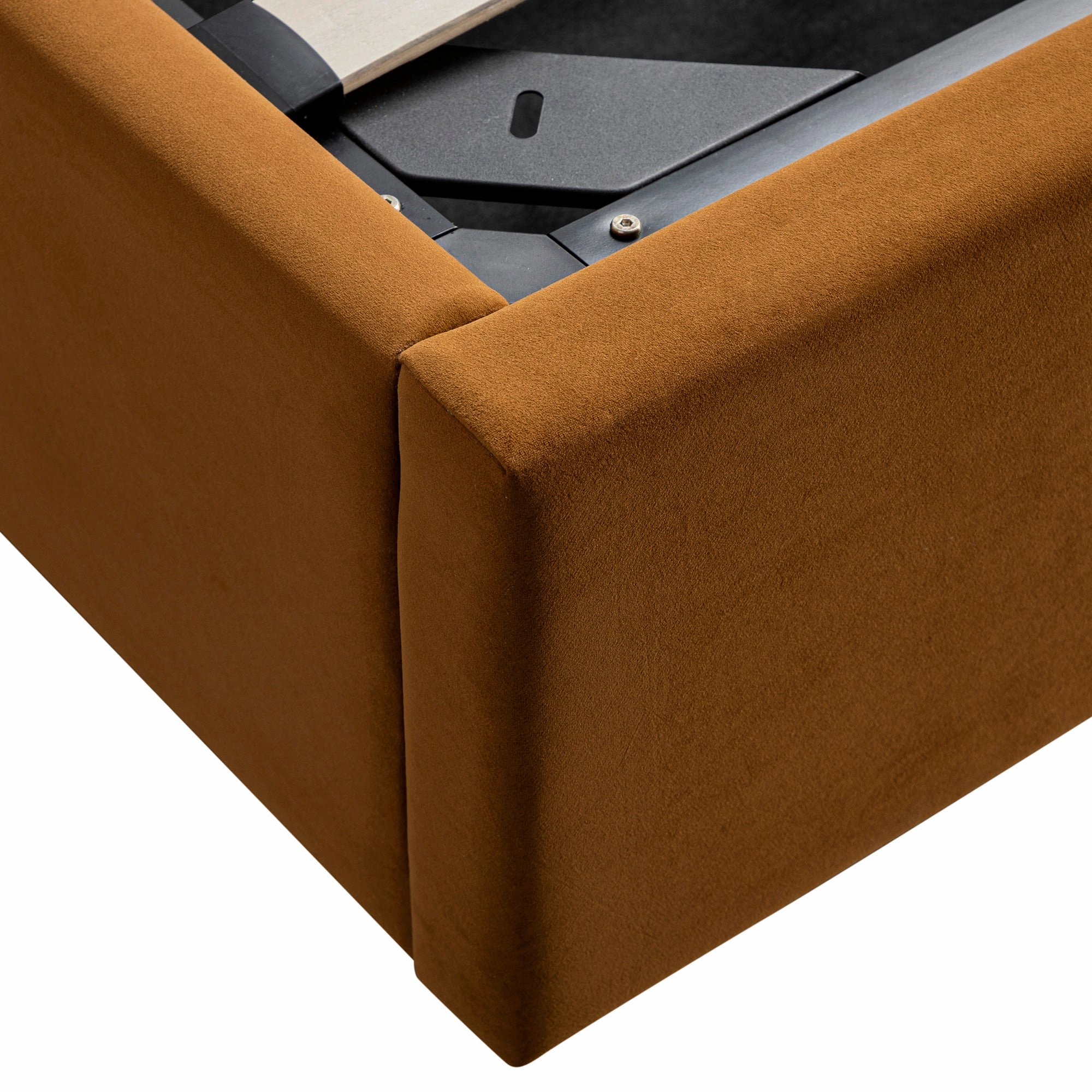 Kimberly Winged Upholstered Storage Bed, Cinnamon Velvet
