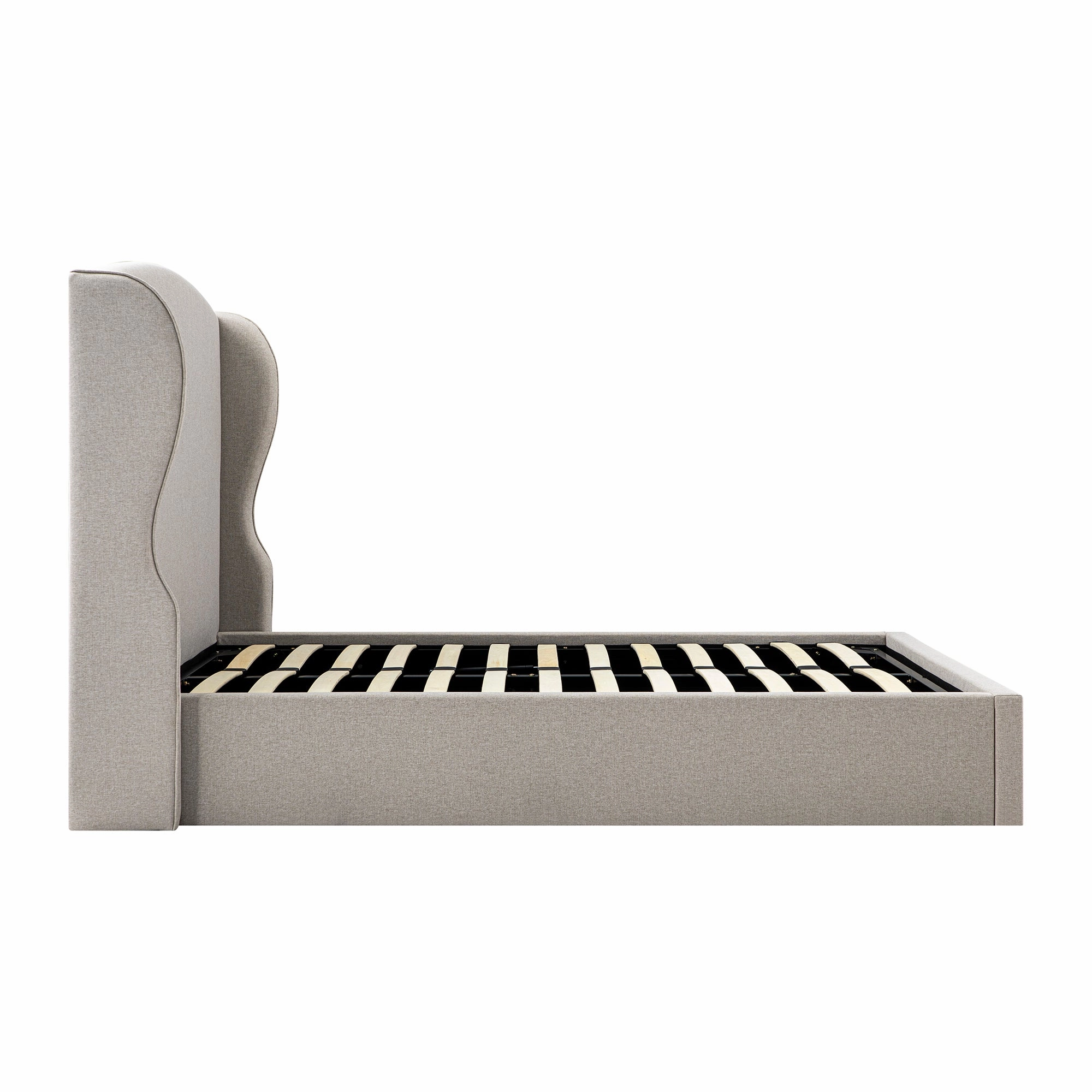 Kimberly Winged Upholstered Storage Bed, Sand Fabric