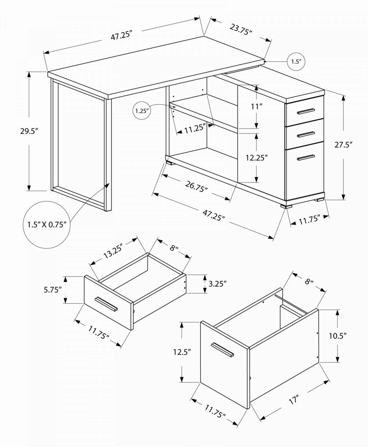 Kivo Desk - Grey