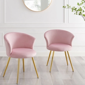 Kylie Set of 2 Pink Velvet Dining Chairs