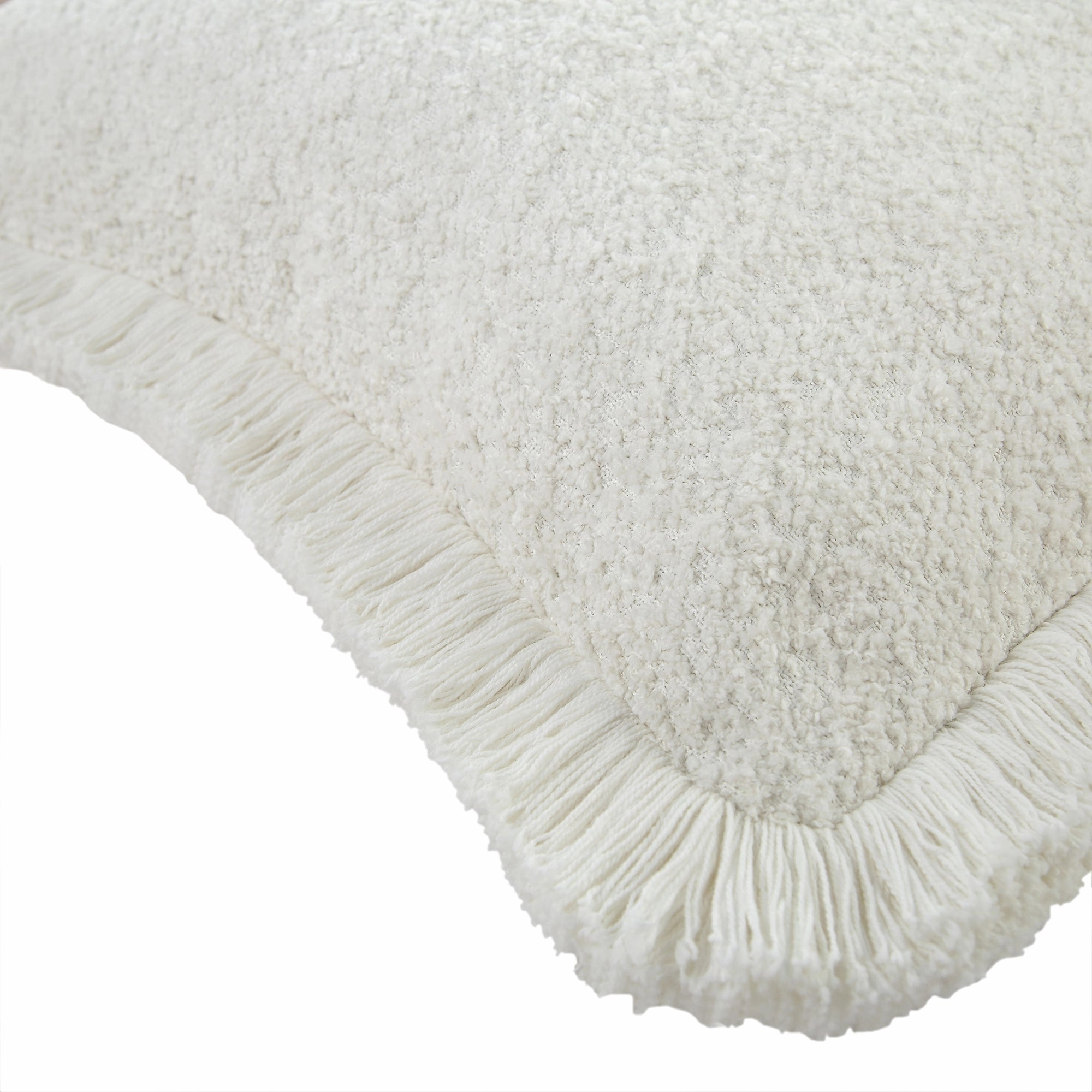 Kyra Cream White Boucl Fringed Cushion