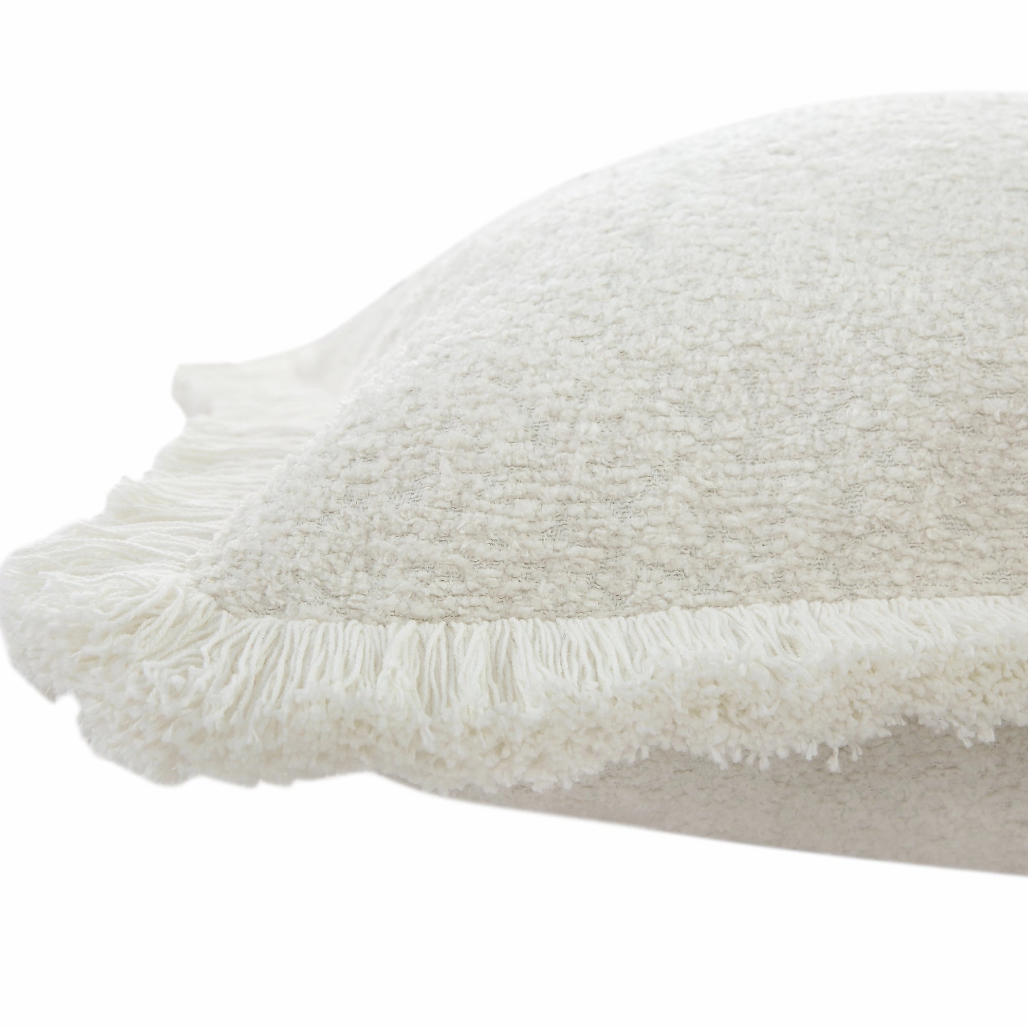 Kyra Cream White Boucl Fringed Cushion
