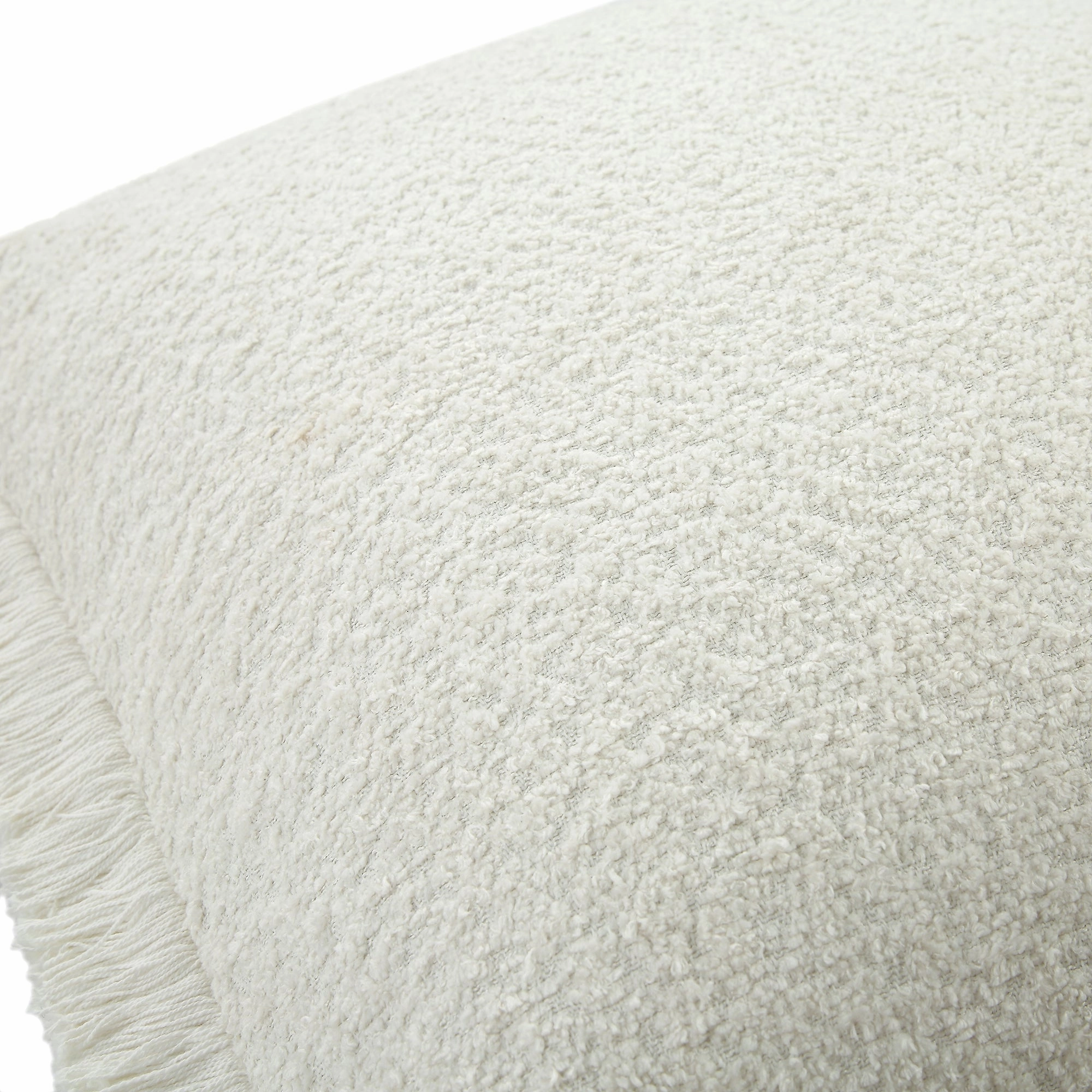Kyra Cream White Boucl Fringed Cushion