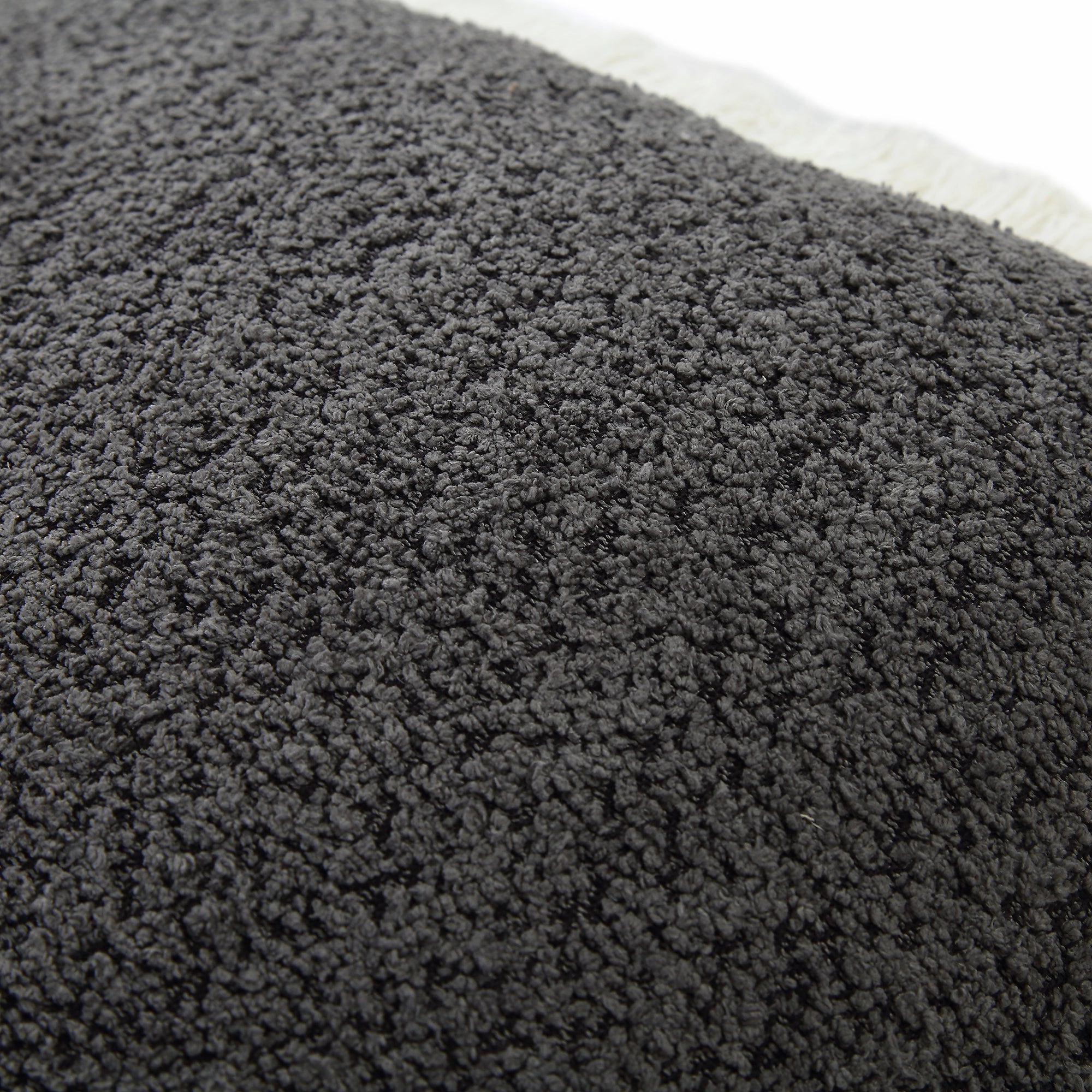 Kyra Graphite Grey Boucl Fringed Cushion