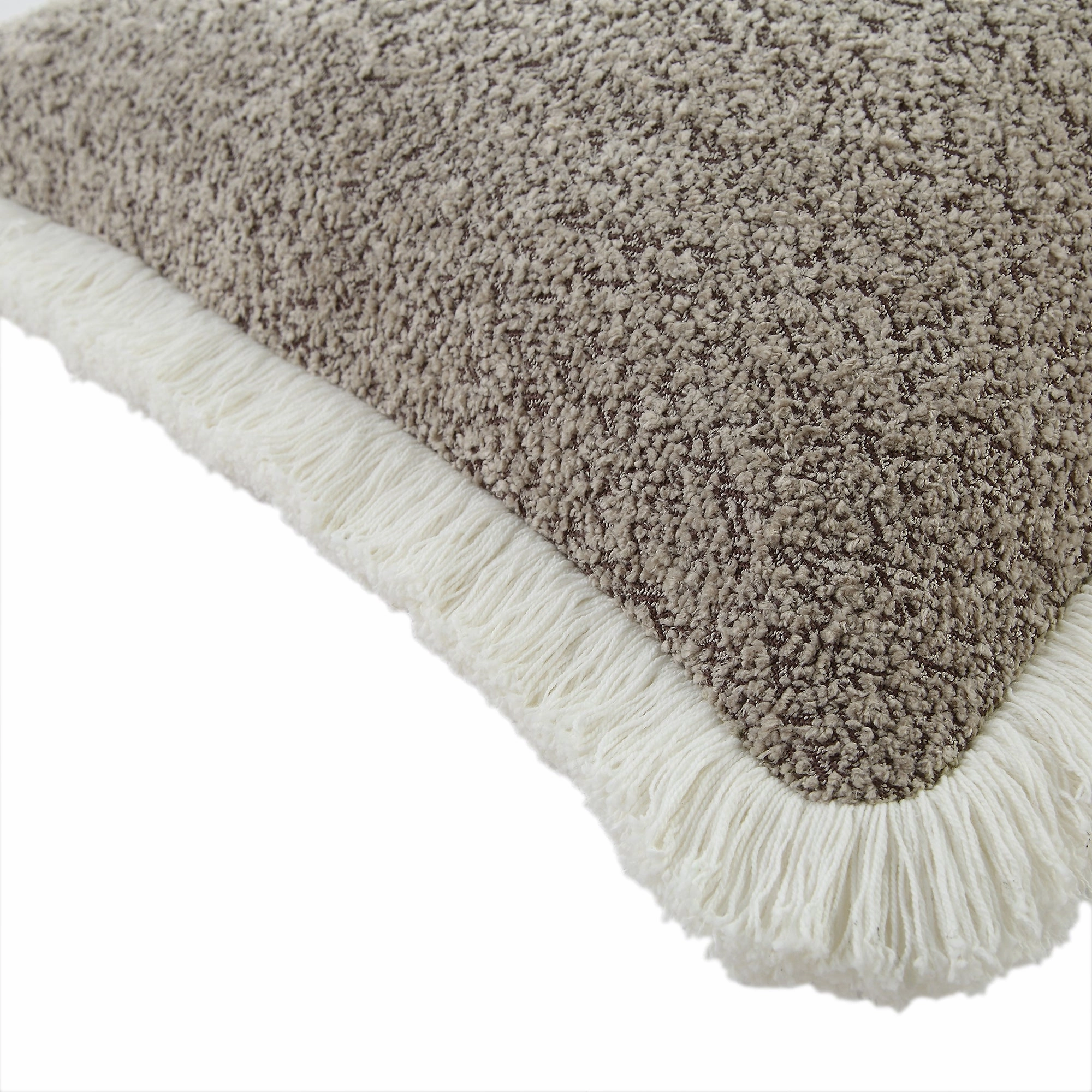Kyra Stone Boucl Fringed Cushion