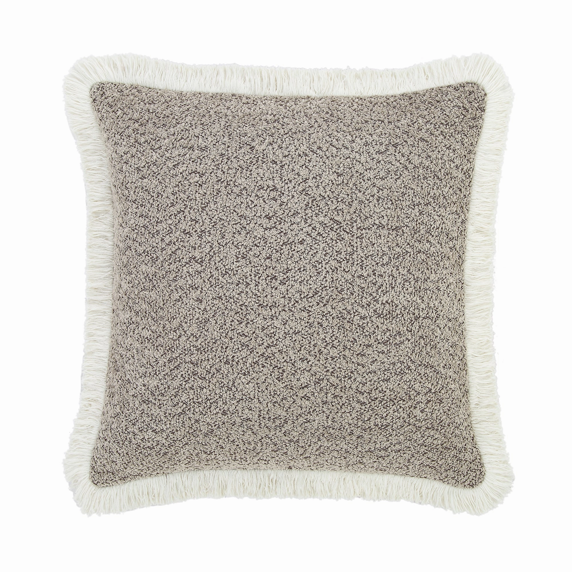 Kyra Stone Boucl Fringed Cushion