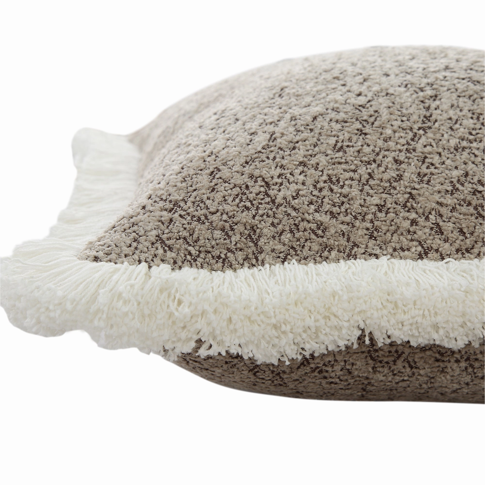 Kyra Stone Boucl Fringed Cushion