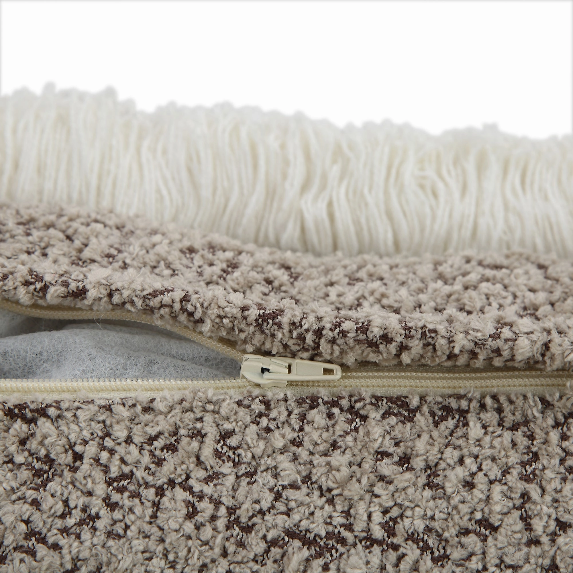 Kyra Stone Boucl Fringed Cushion