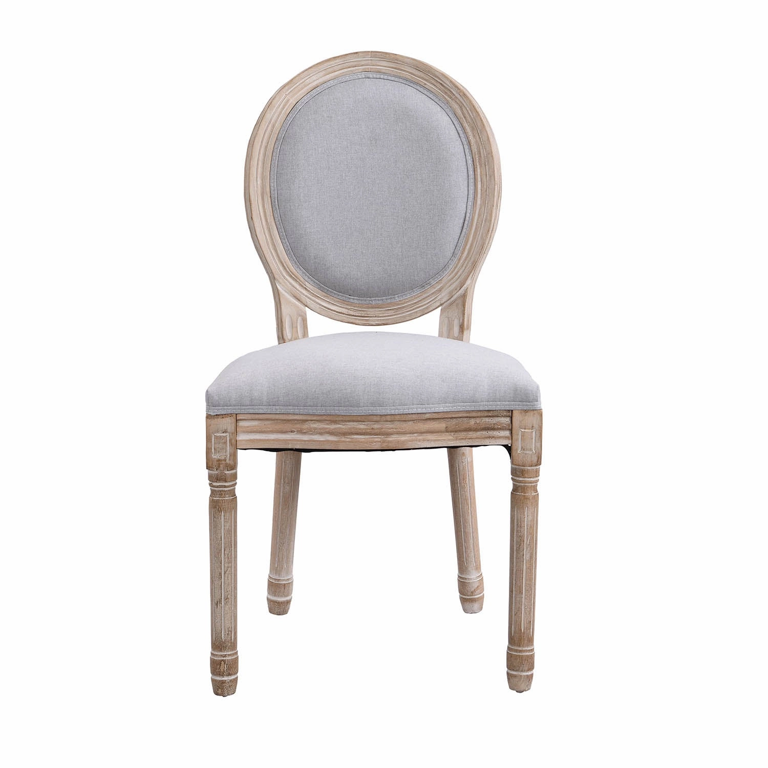 Lainston Set of 2 Classic Limewashed Wooden Dining Chairs, Grey