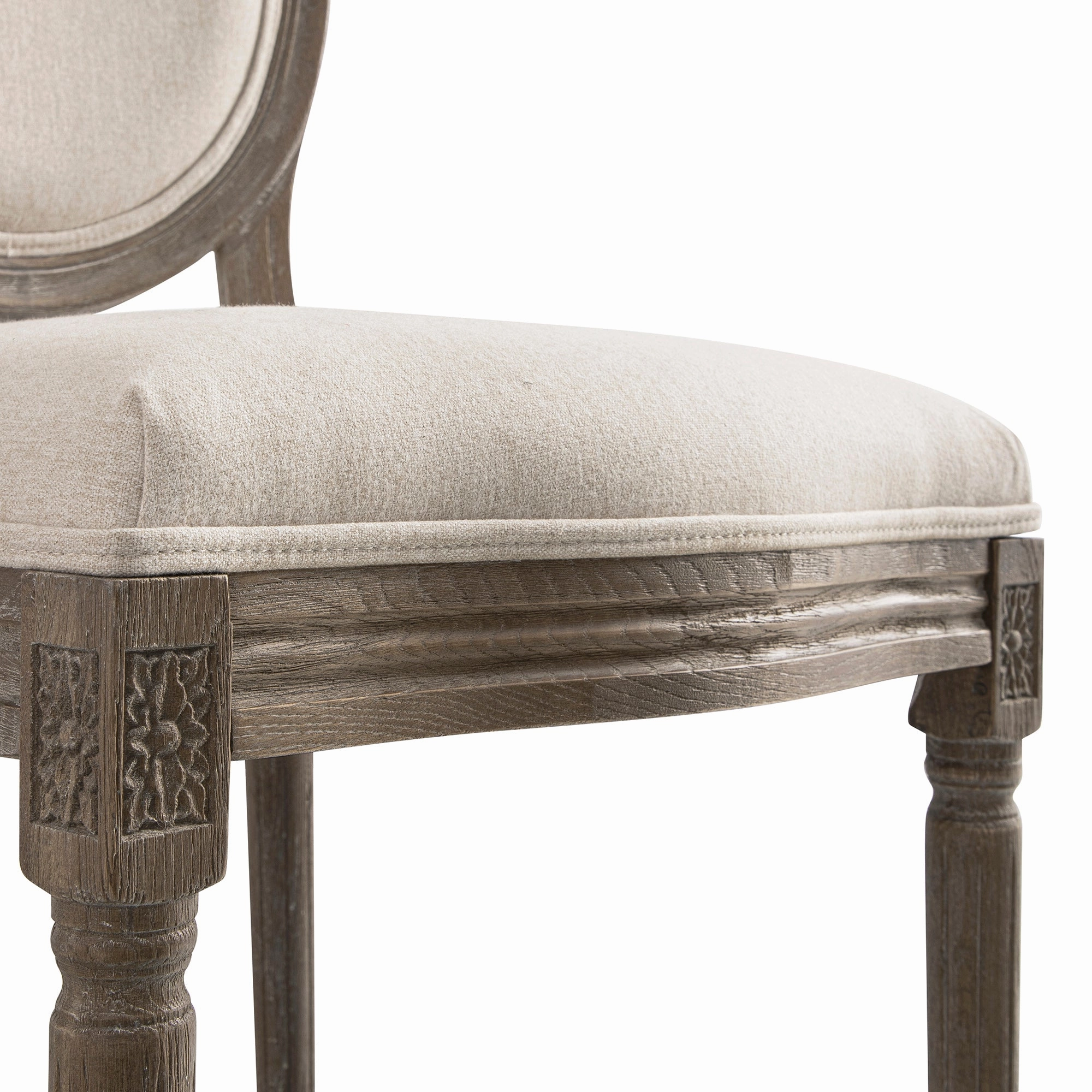 Lainston Set of 2 Classic Weathered Oak Dining Chairs, Oatmeal Brushed Fabric