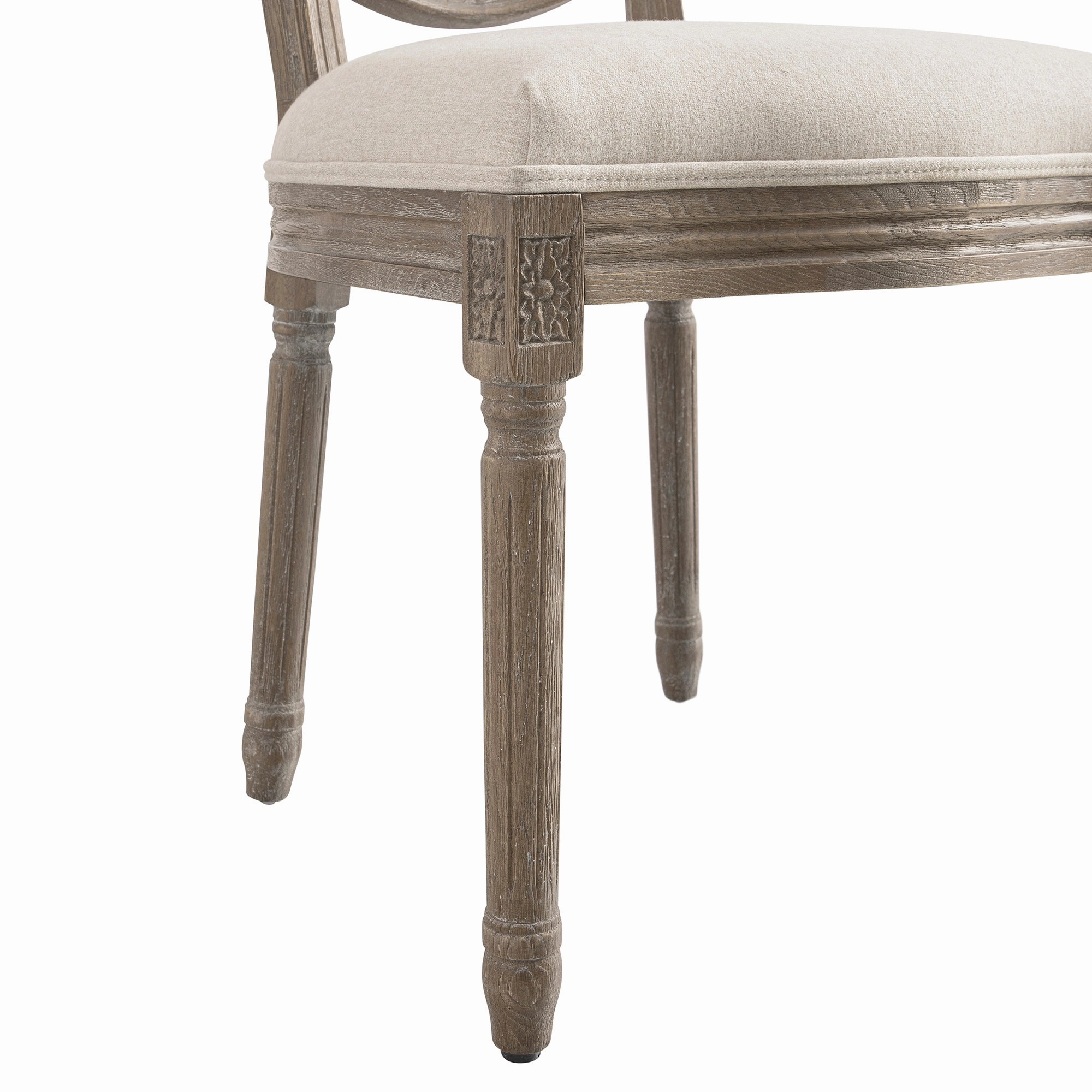 Lainston Set of 2 Classic Weathered Oak Dining Chairs, Oatmeal Brushed Fabric
