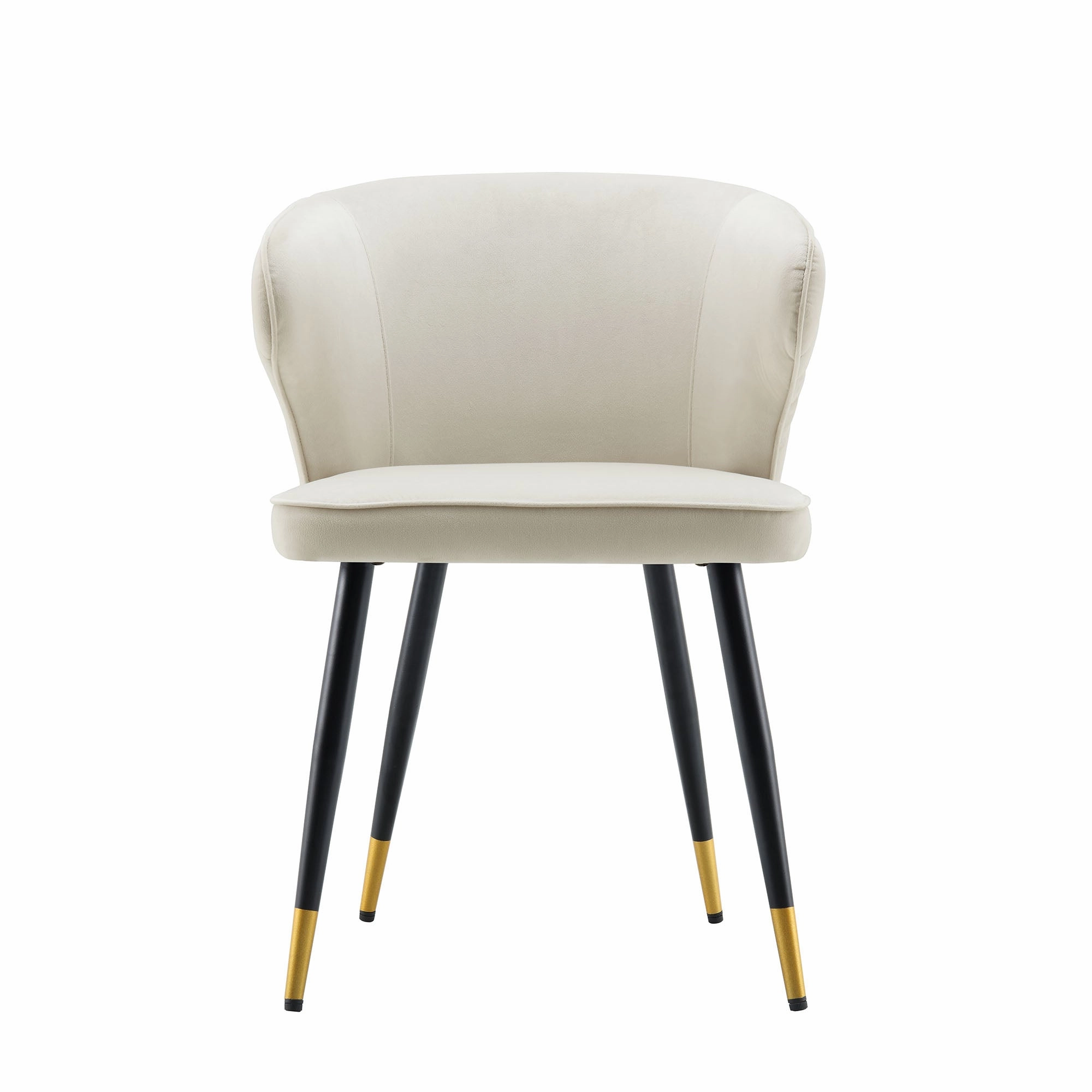 Langham Set of 2 Champagne Velvet Upholstered Carver Dining Chairs