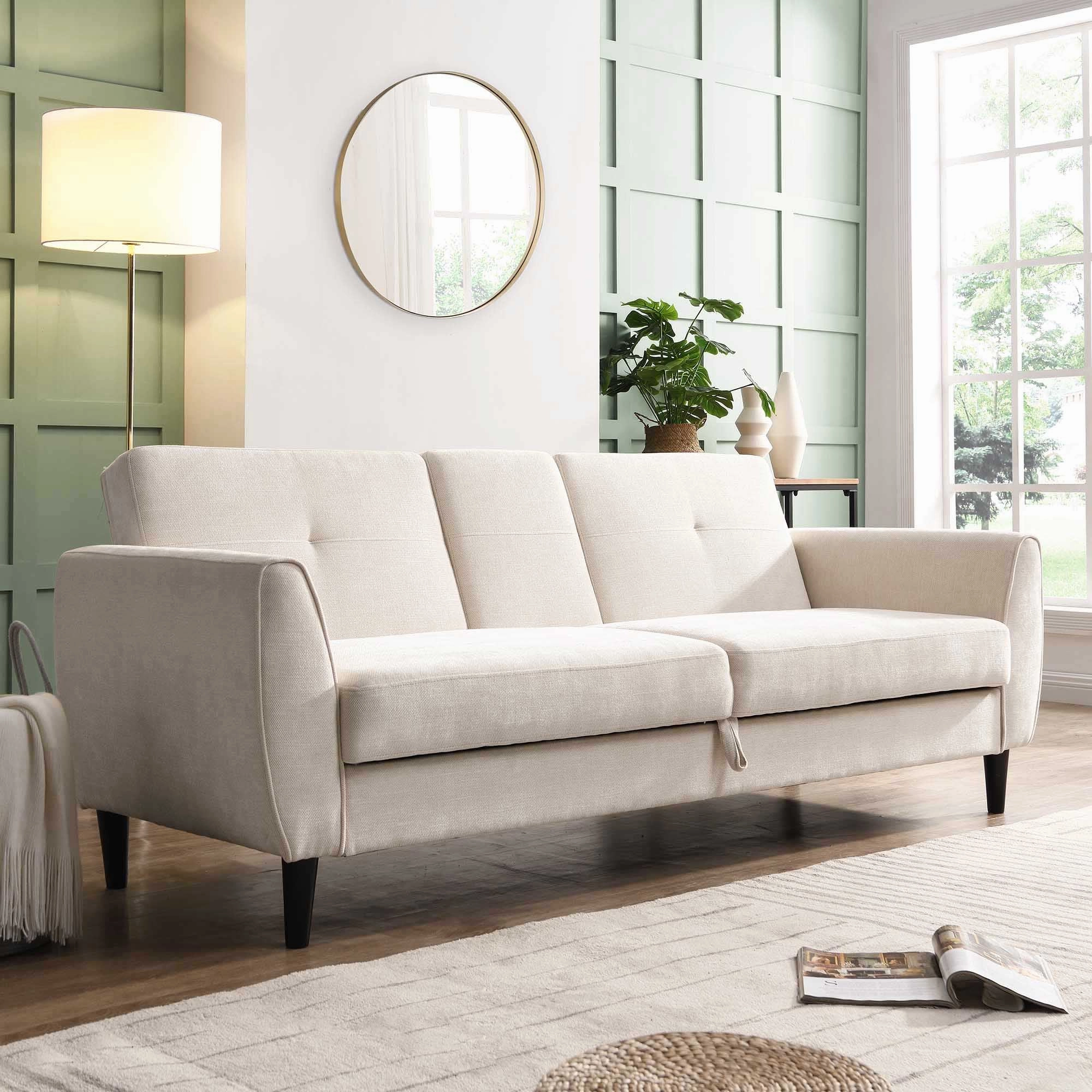 Latimer Beige Woven Fabric 3-Seater Storage Sofa Bed