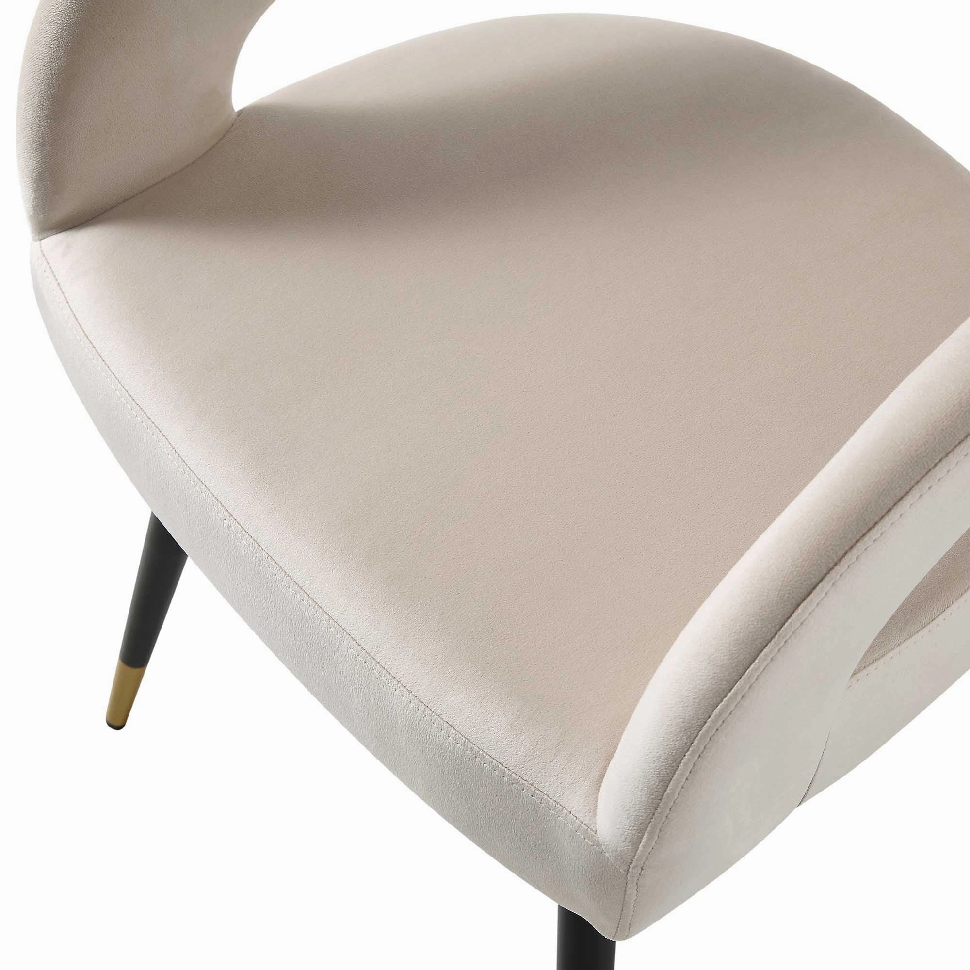 Laurel Wave Champagne Velvet Set of 2 Dining Chairs