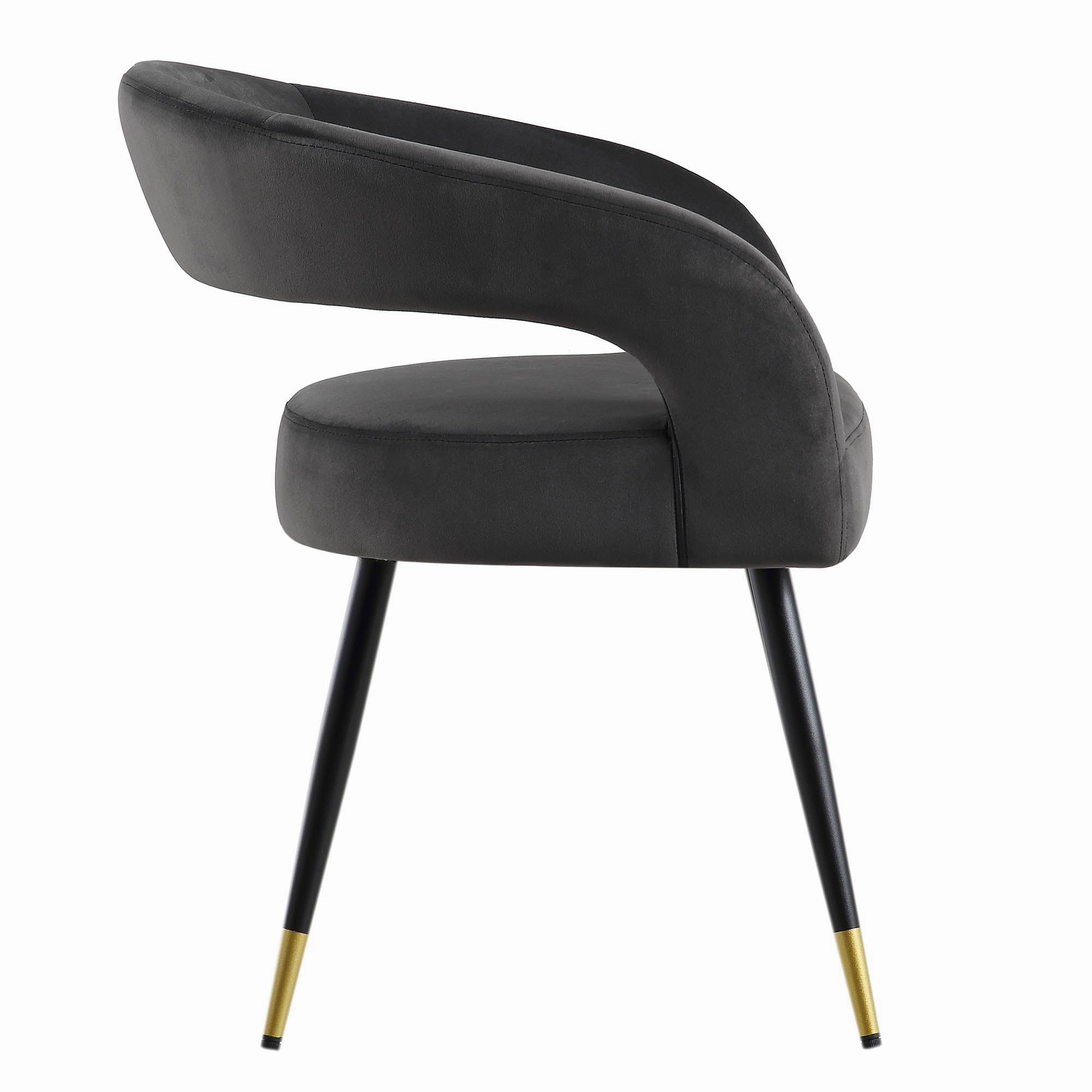 Laurel Wave Charcoal Velvet Set of 2 Dining Chairs