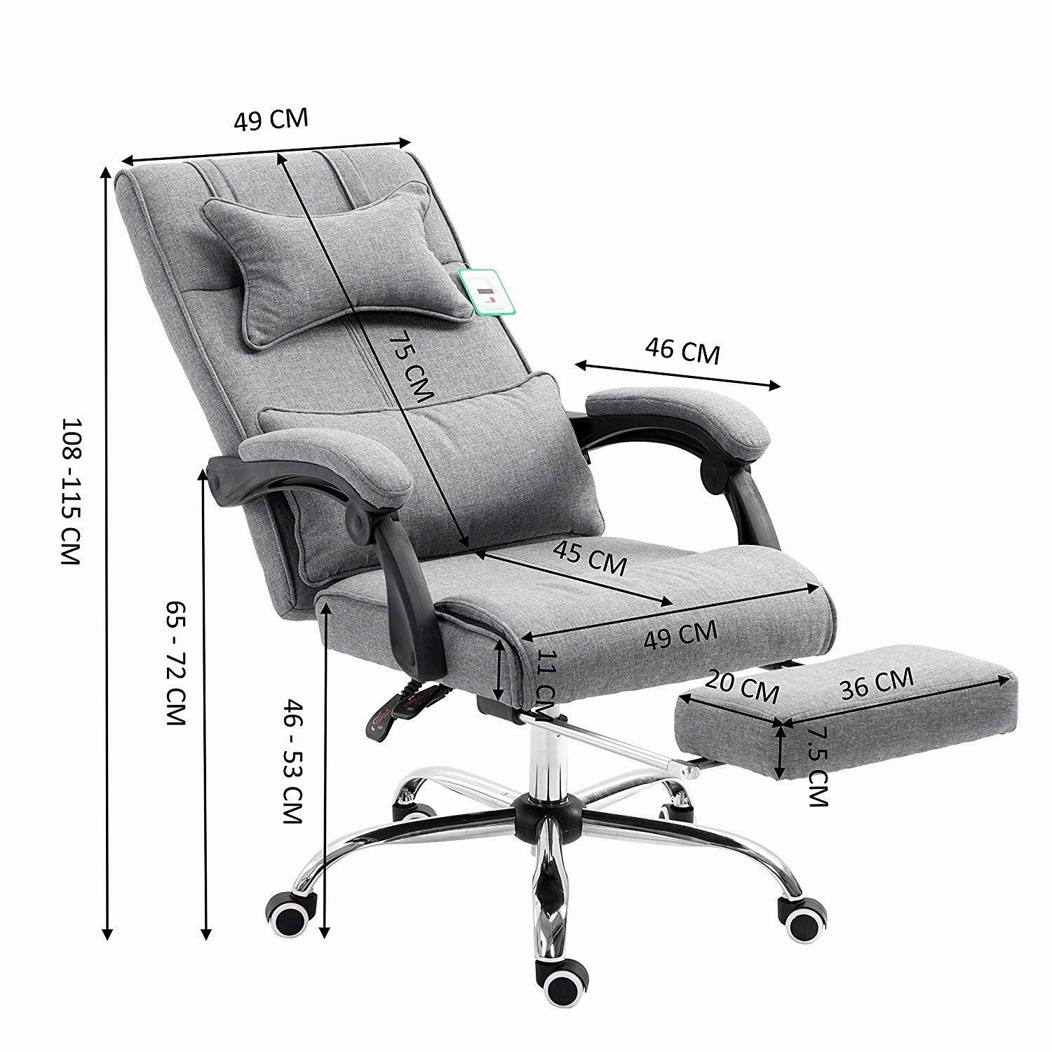 Lawrence Executive Reclining Chair with Foot and Headrest in Grey
