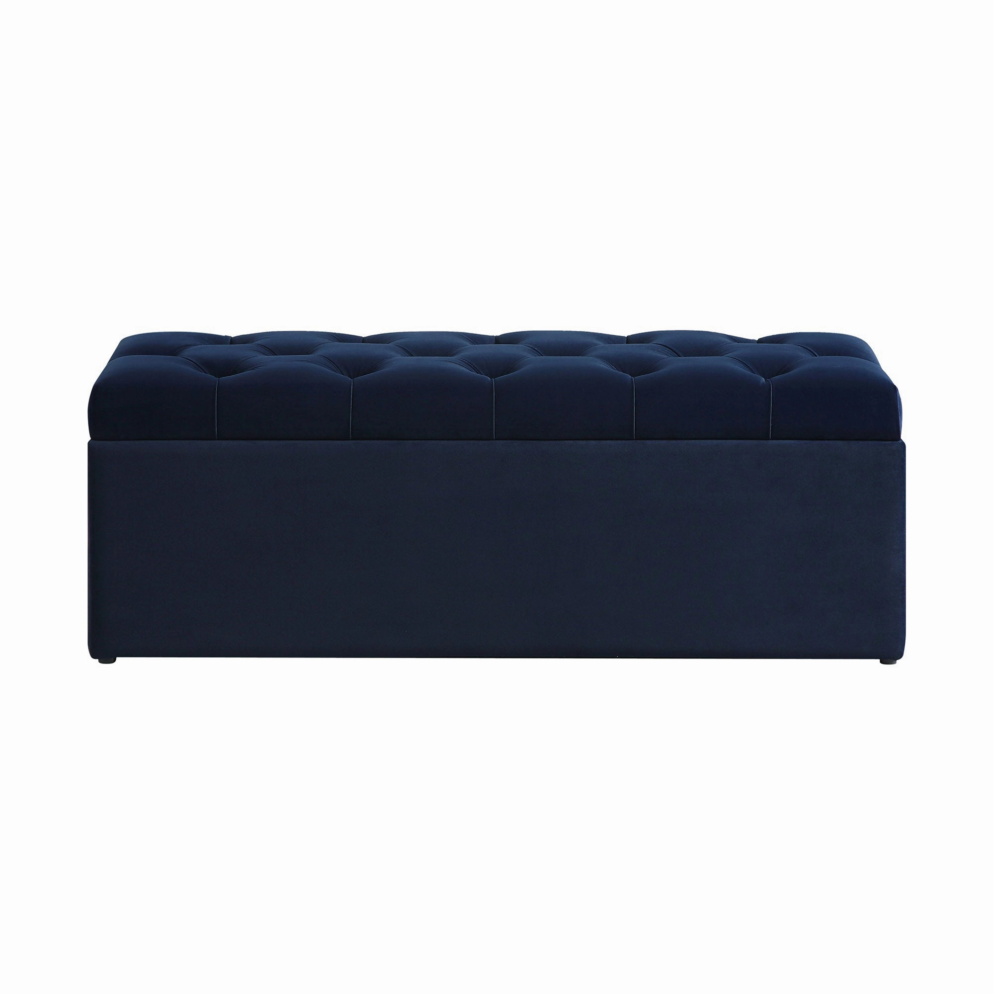 Leamington Deep-Buttoned Ottoman Storage Bench, Midnight Blue Velvet