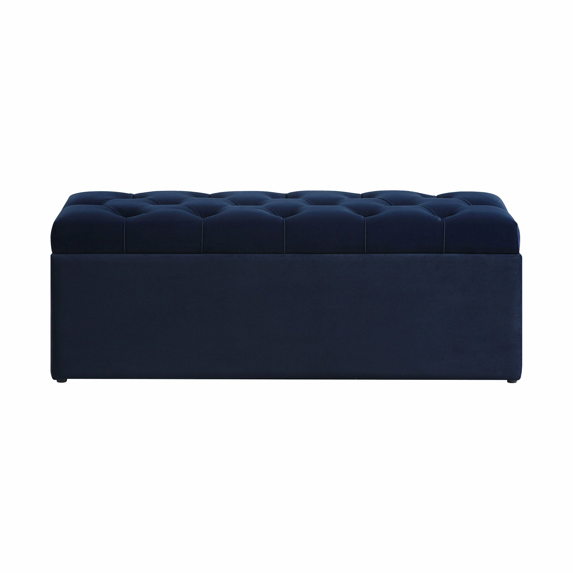 Leamington Deep-Buttoned Ottoman Storage Bench, Midnight Blue Velvet