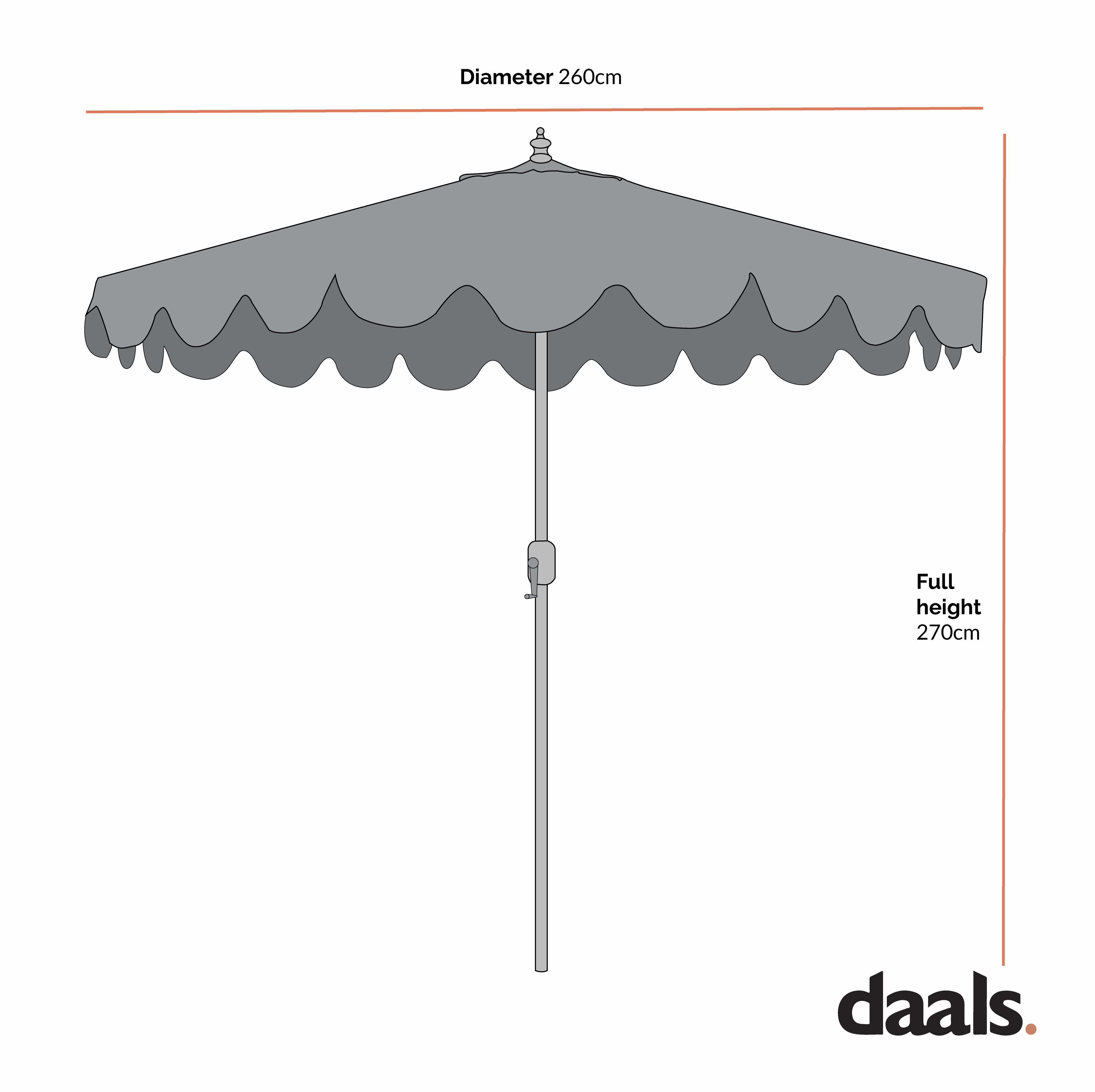 Lemon Branch 2.6M Octagonal Parasol with Aluminium Tilt