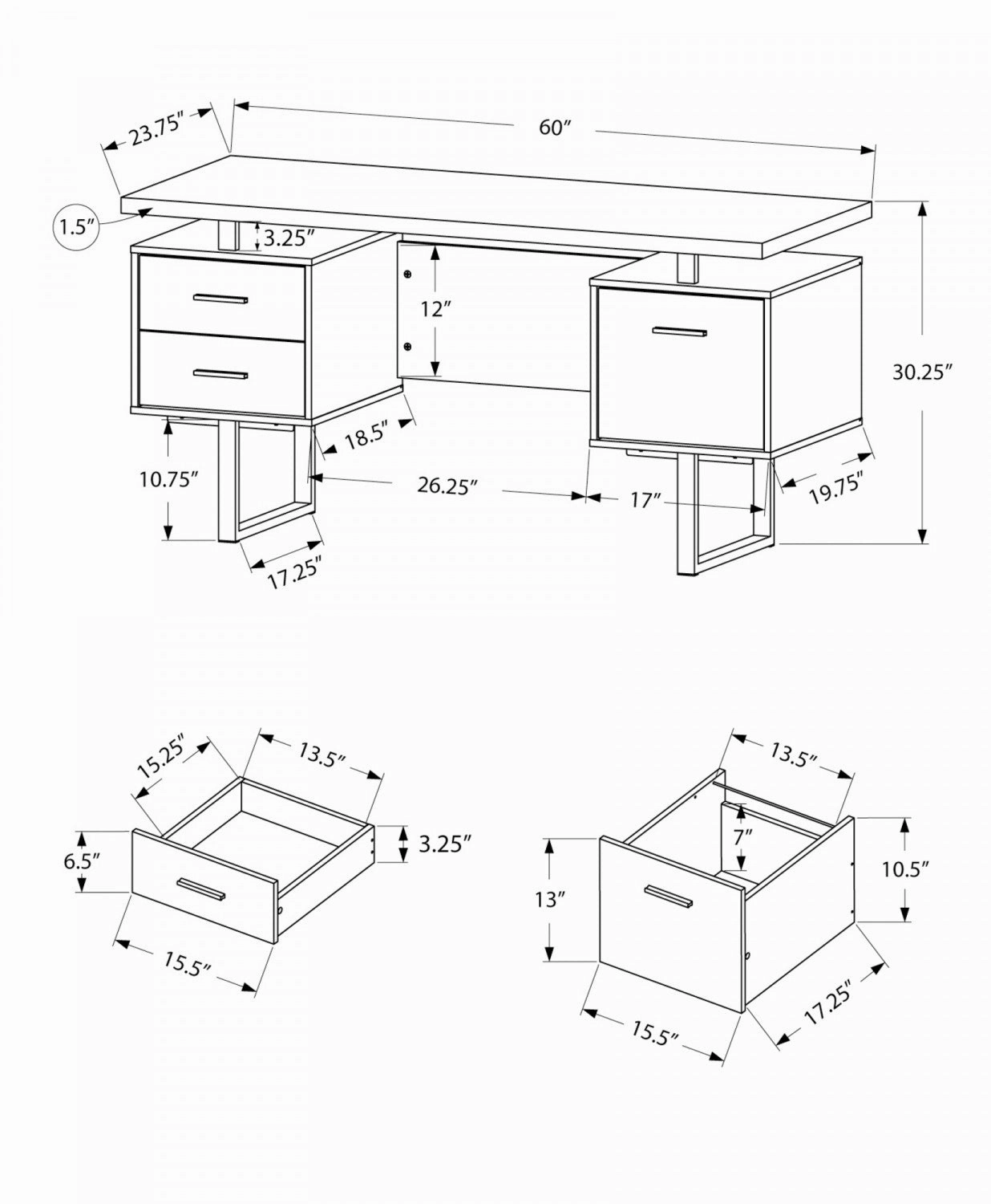 Loura Desk - White/Concrete Grey