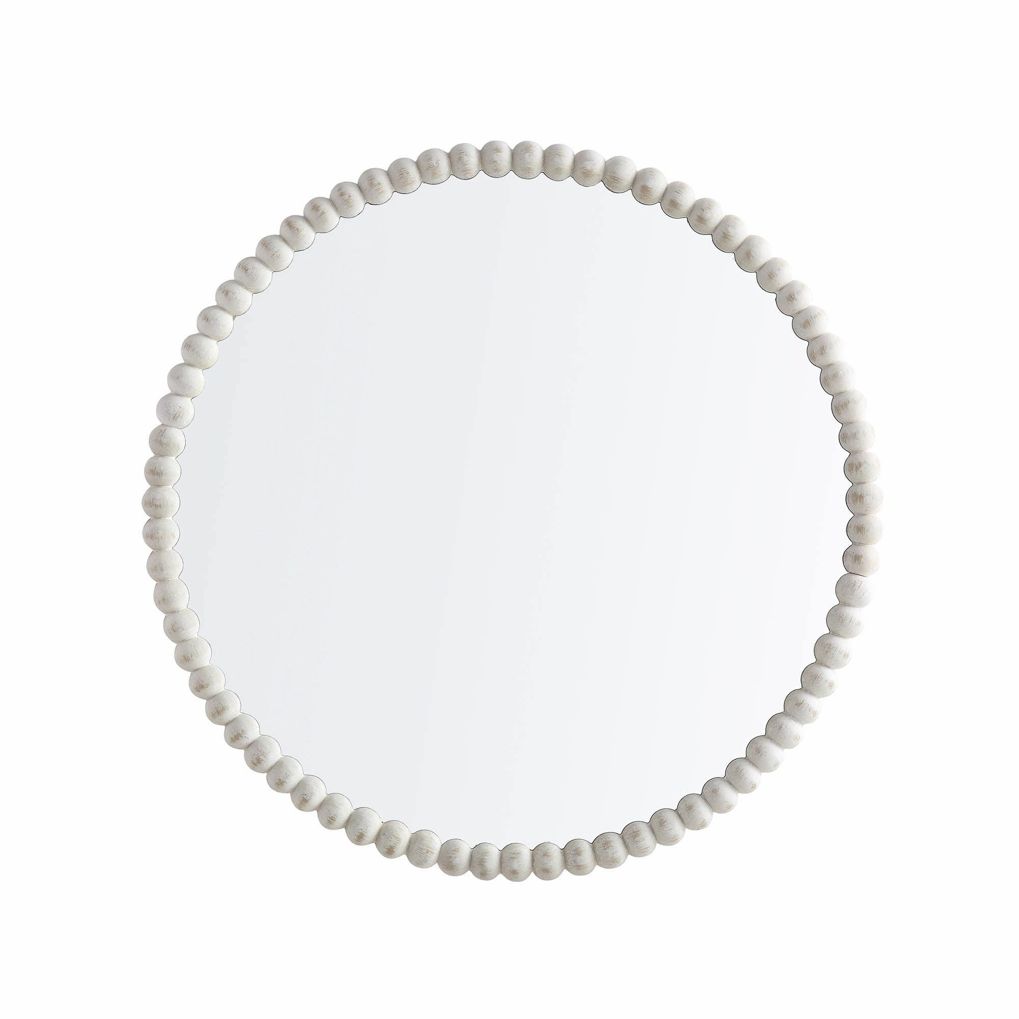 Luna Round Bobbin Wall Mirror 77 x 77 cm, Washed White