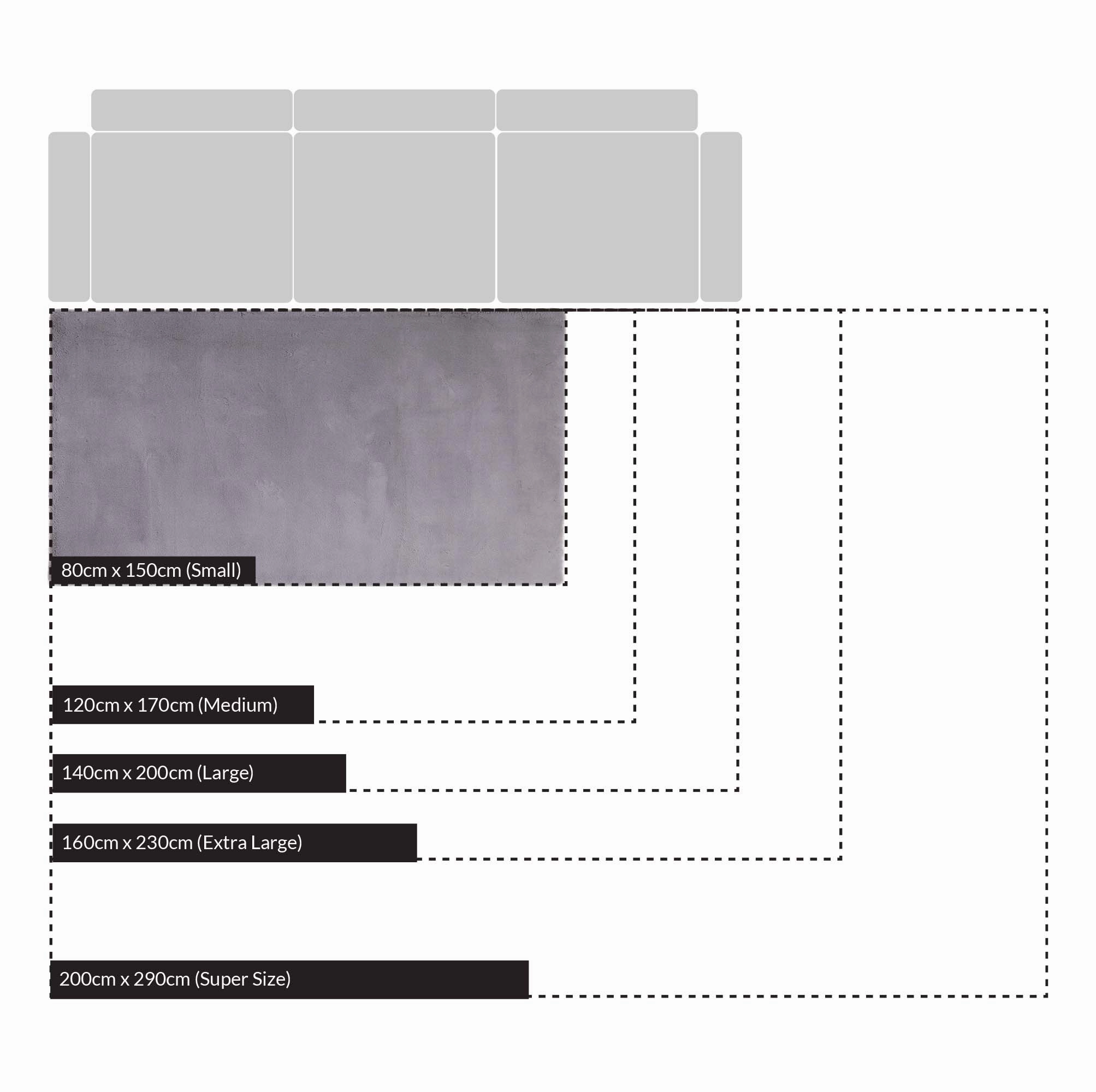 Lush Supersoft Grey Faux Fur Rug - 80 x 150 cm