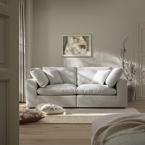 Lutyens Light Grey Linen Blend Modular Sofa, 2-Piece