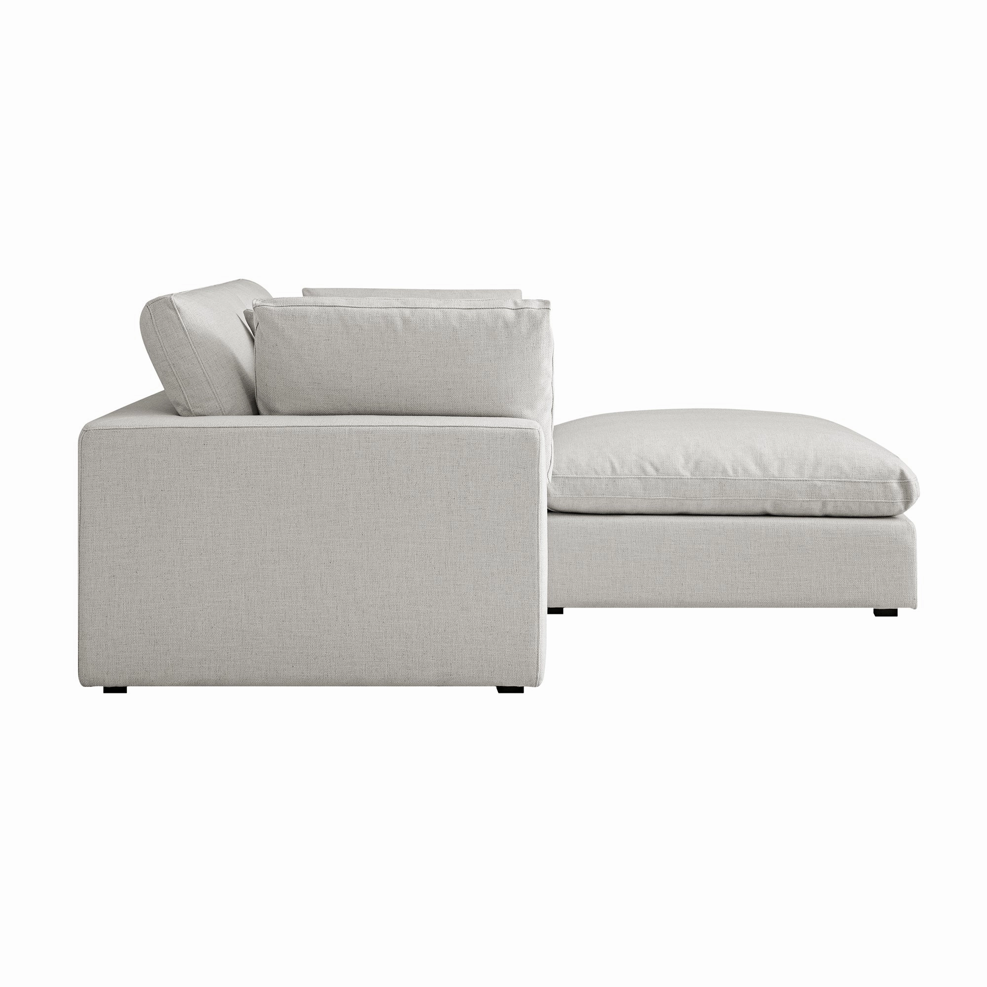 Lutyens Light Grey Linen Blend Modular Sofa, 2-Piece Chaise