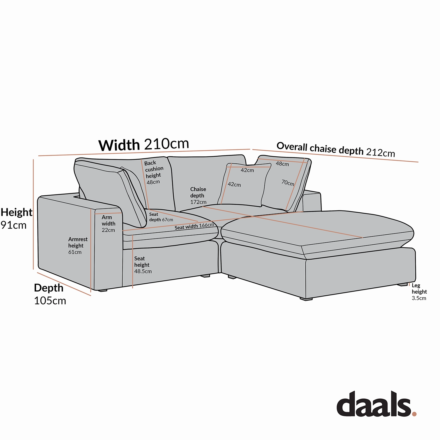 Lutyens Light Grey Linen Blend Modular Sofa, 2-Piece Chaise