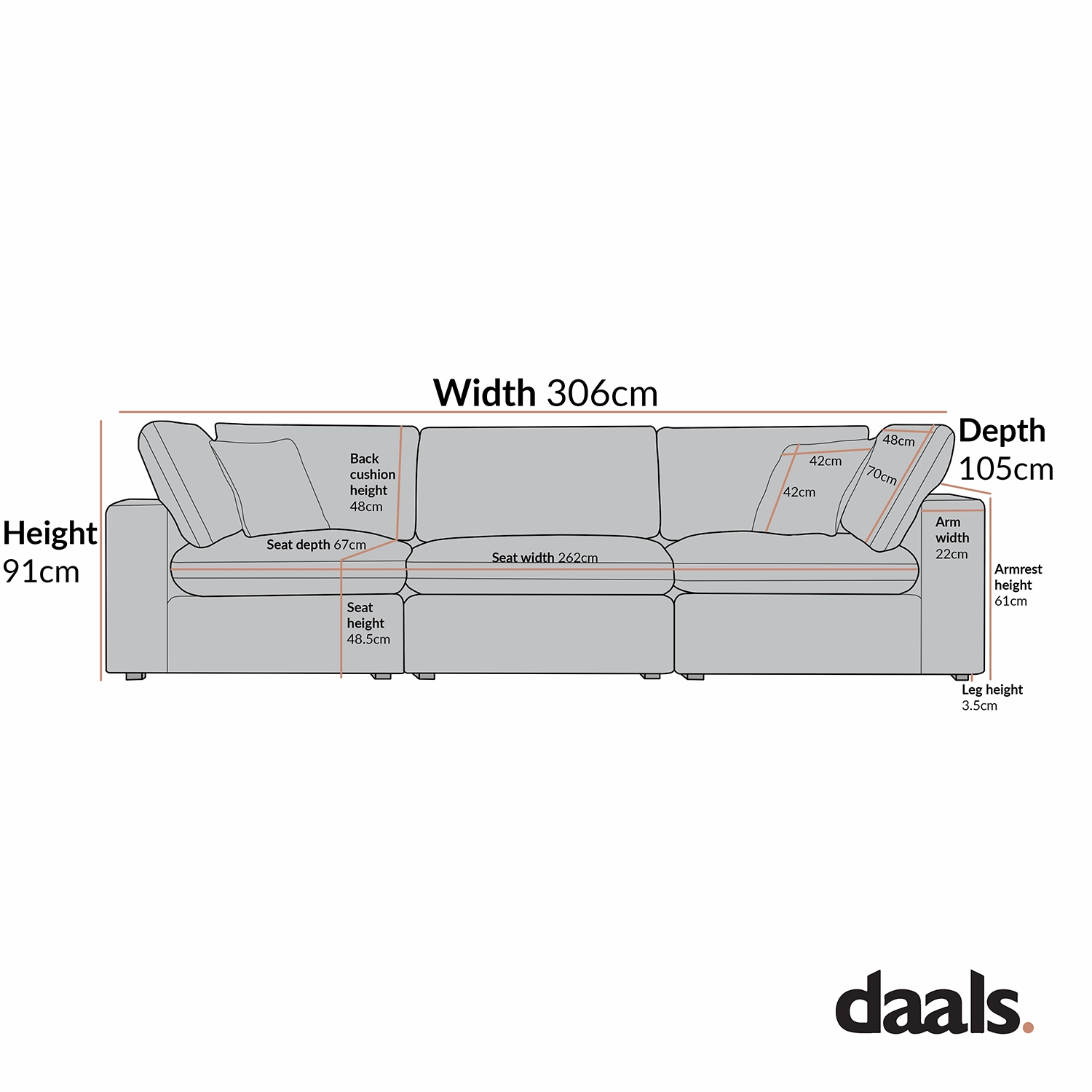 Lutyens Light Grey Linen Blend Modular Sofa, 3-Piece