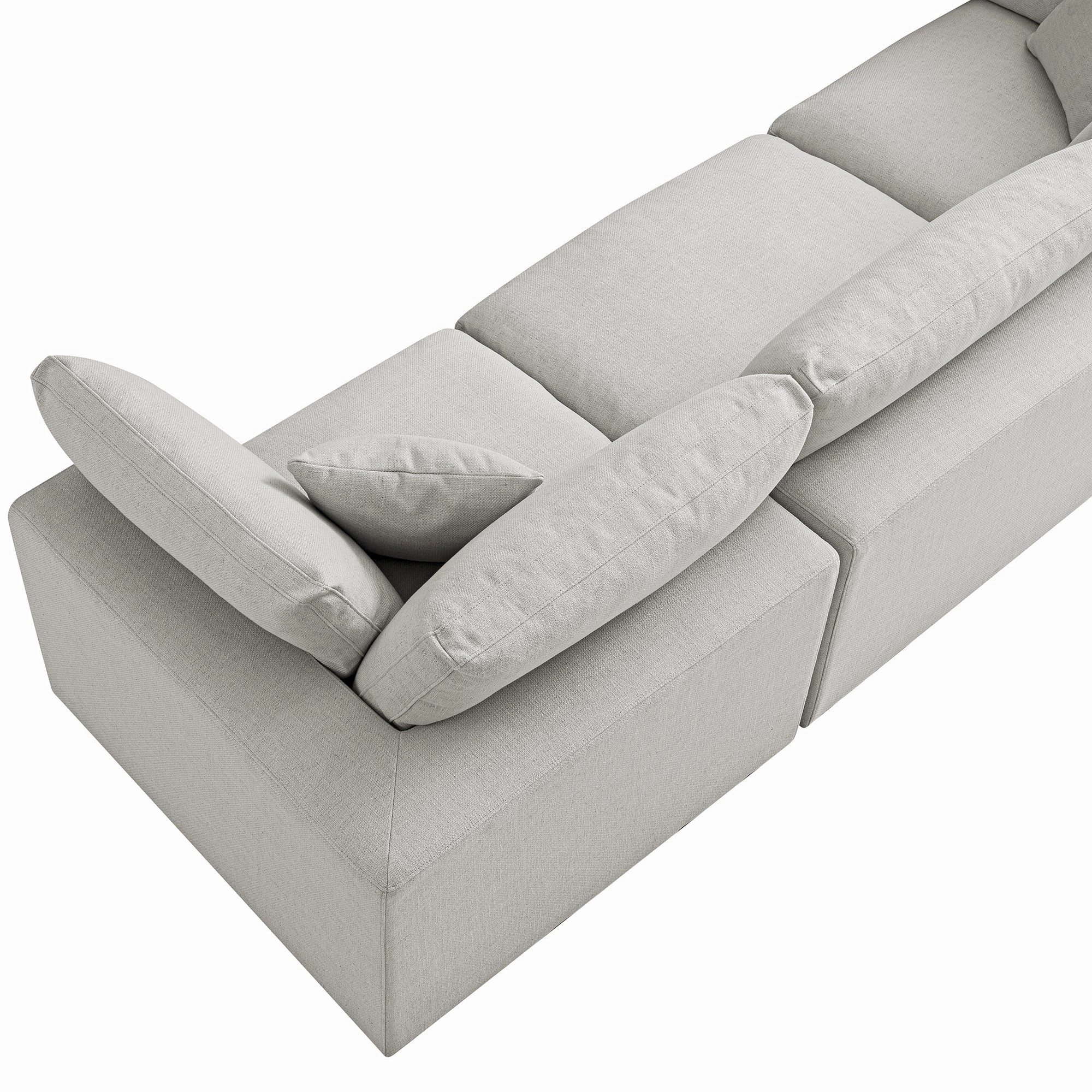 Lutyens Light Grey Linen Blend Modular Sofa, 3-Piece