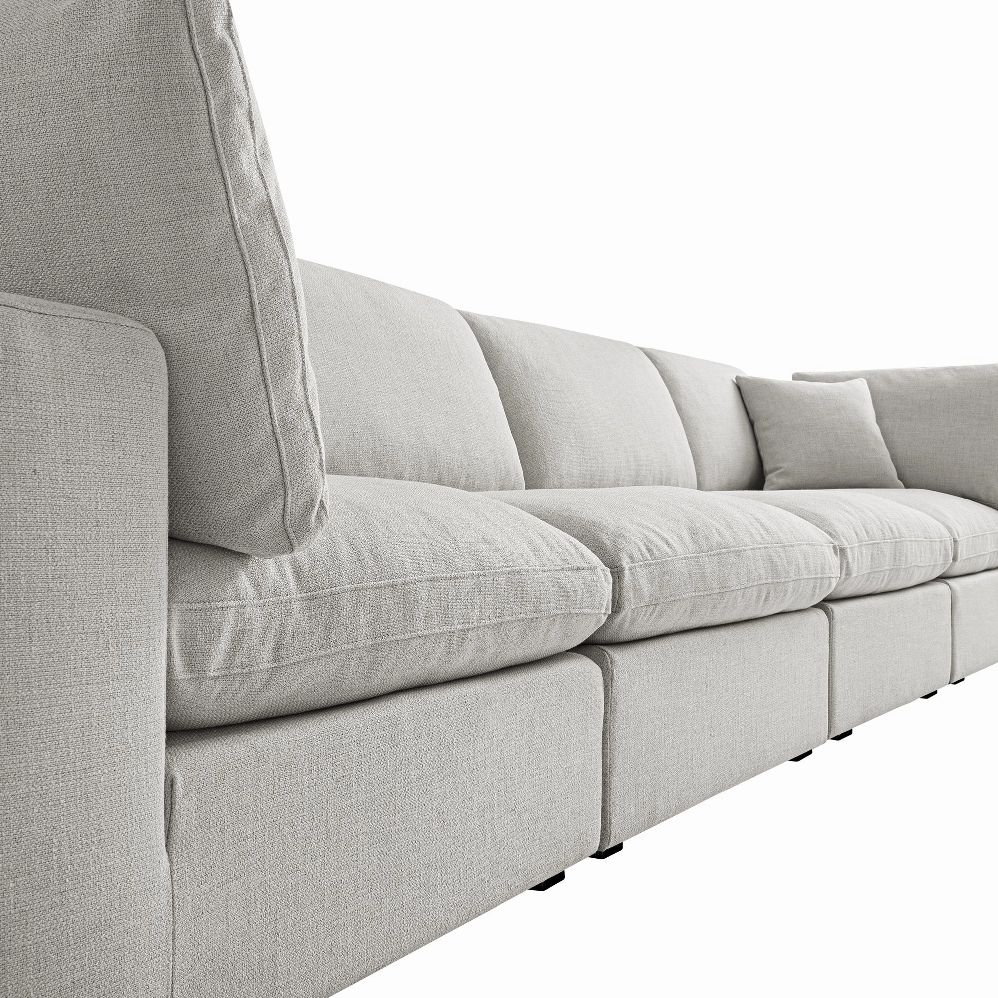 Lutyens Light Grey Linen Blend Modular Sofa, 4-Piece