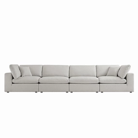 Lutyens Light Grey Linen Blend Modular Sofa, 4-Piece