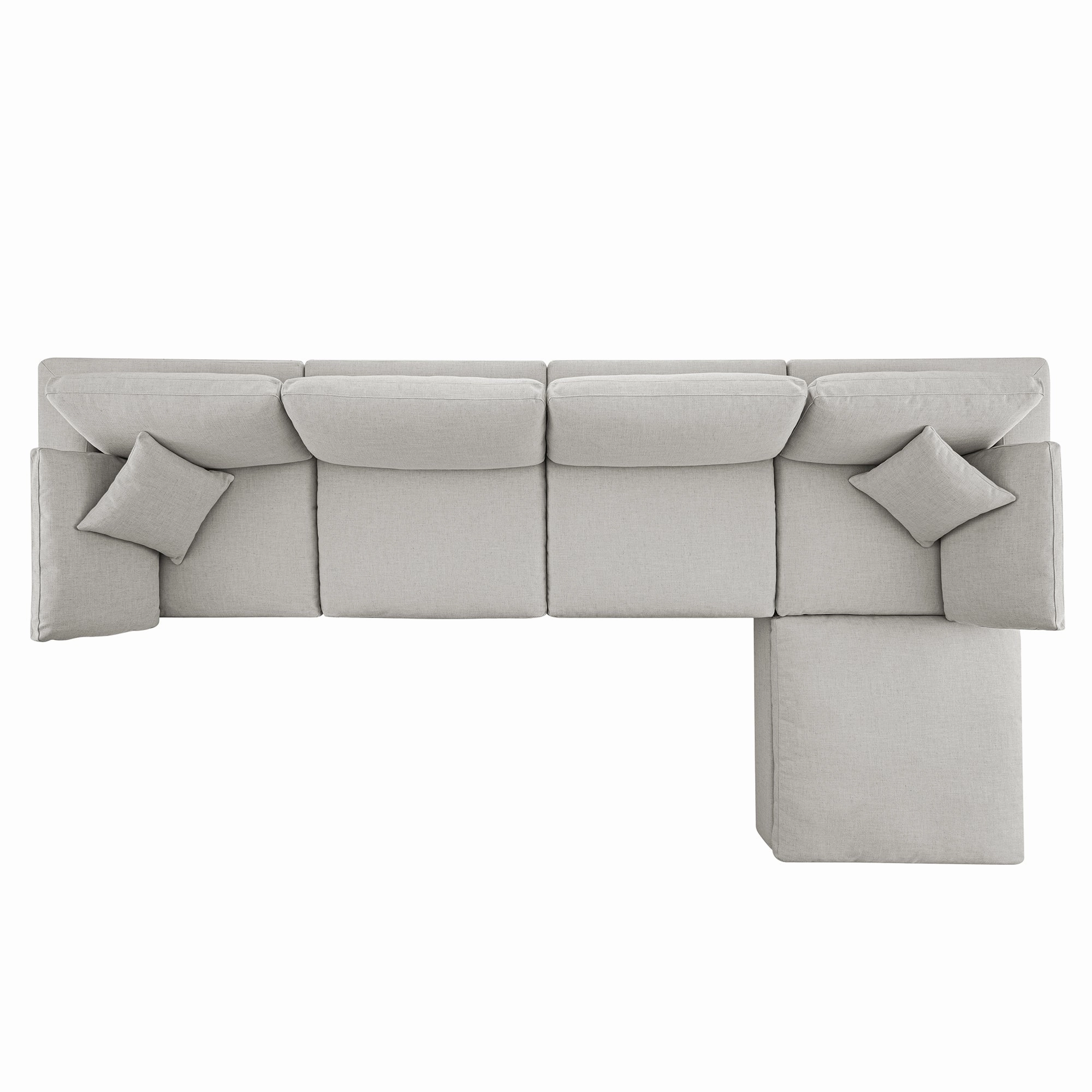 Lutyens Light Grey Linen Blend Modular Sofa, 4-Piece Chaise
