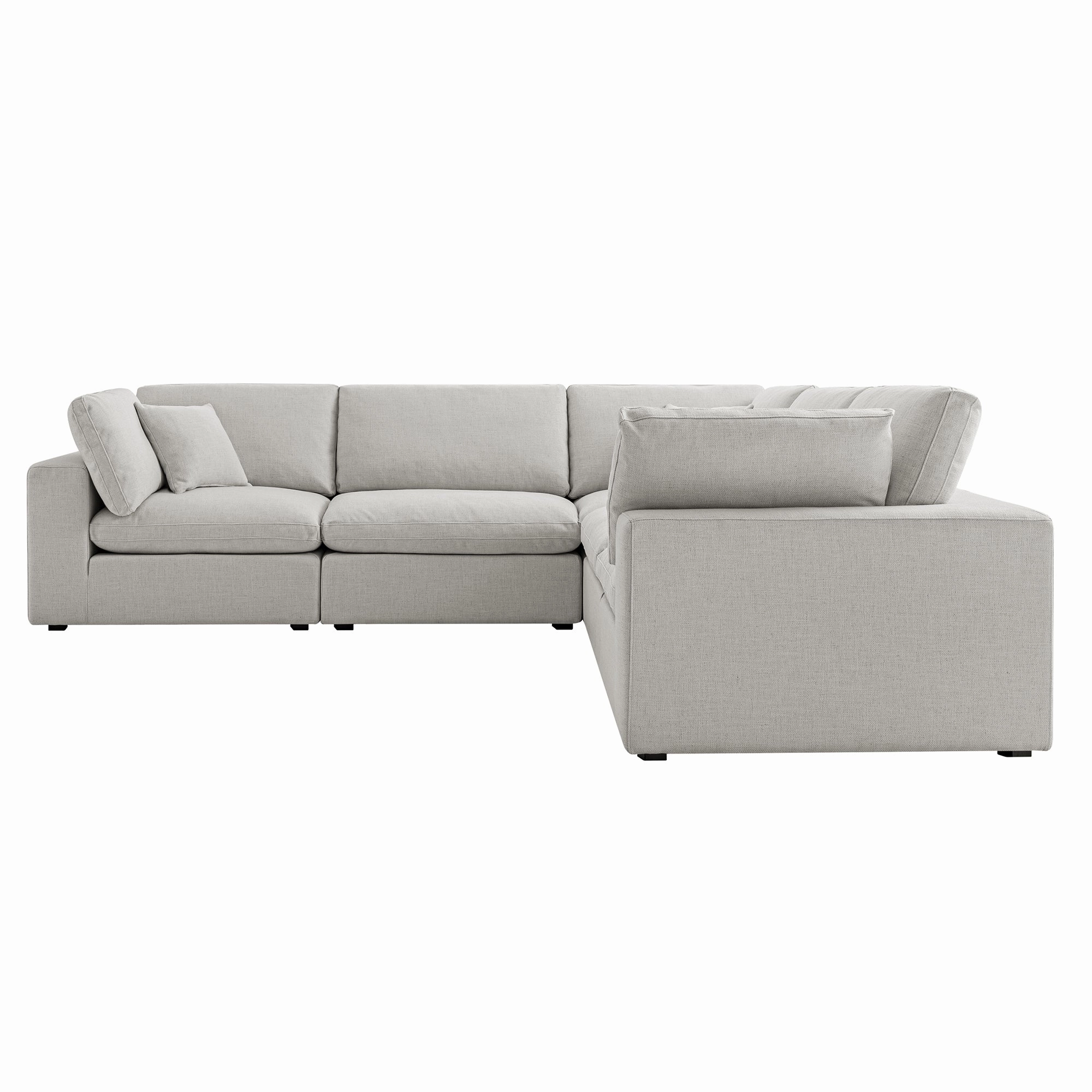 Lutyens Light Grey Linen Blend Modular Sofa, 5-Piece Corner Set