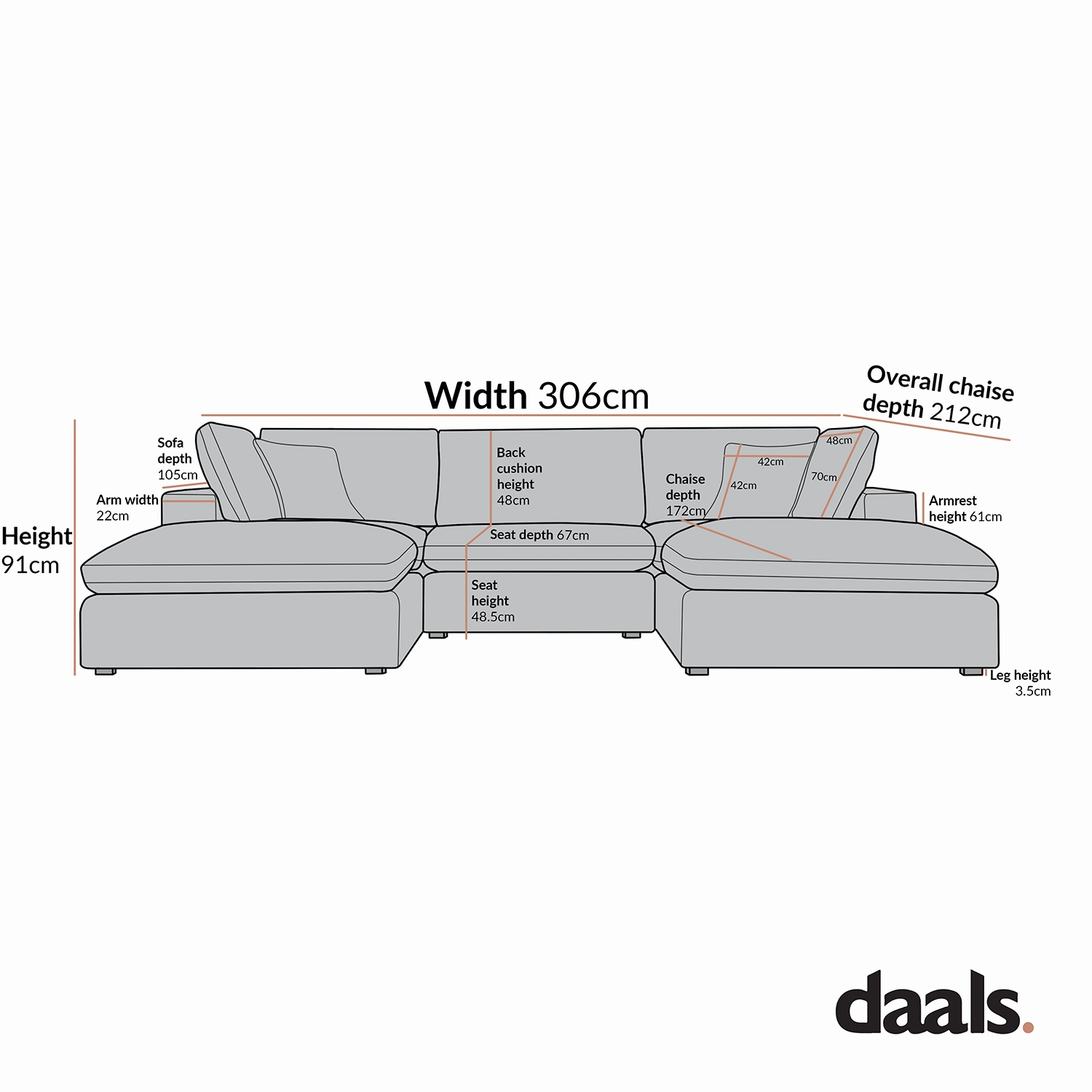 Lutyens Light Grey Linen Blend Modular Sofa, 5-Piece U-Shape Set