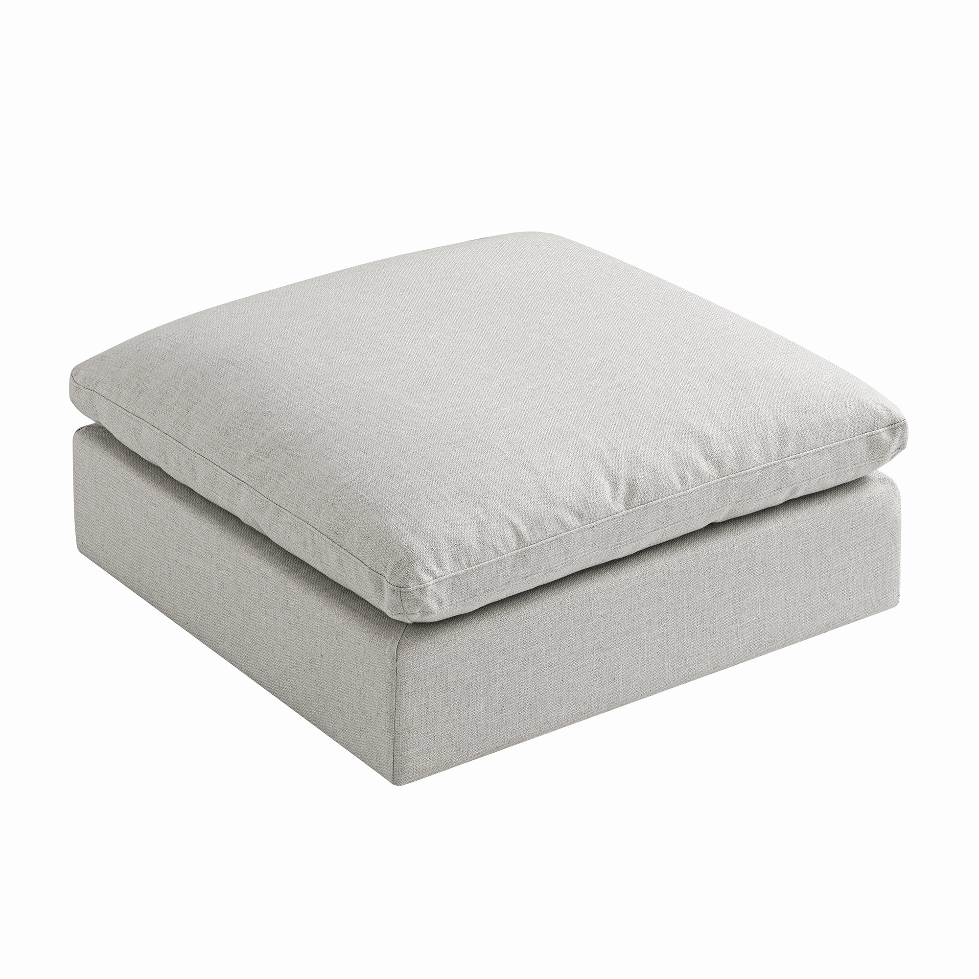 Lutyens Light Grey Linen Blend Modular Sofa, Stool
