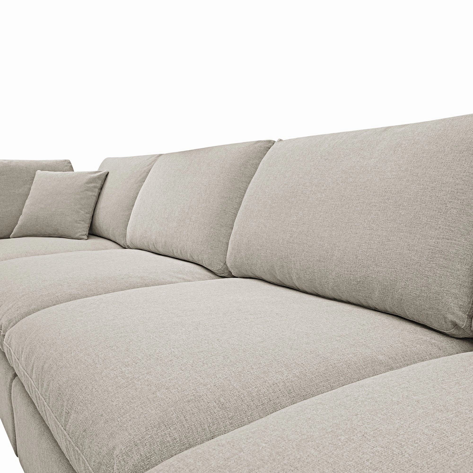 Lutyens Oatmeal Weave Fabric Modular Sofa, 4-Piece