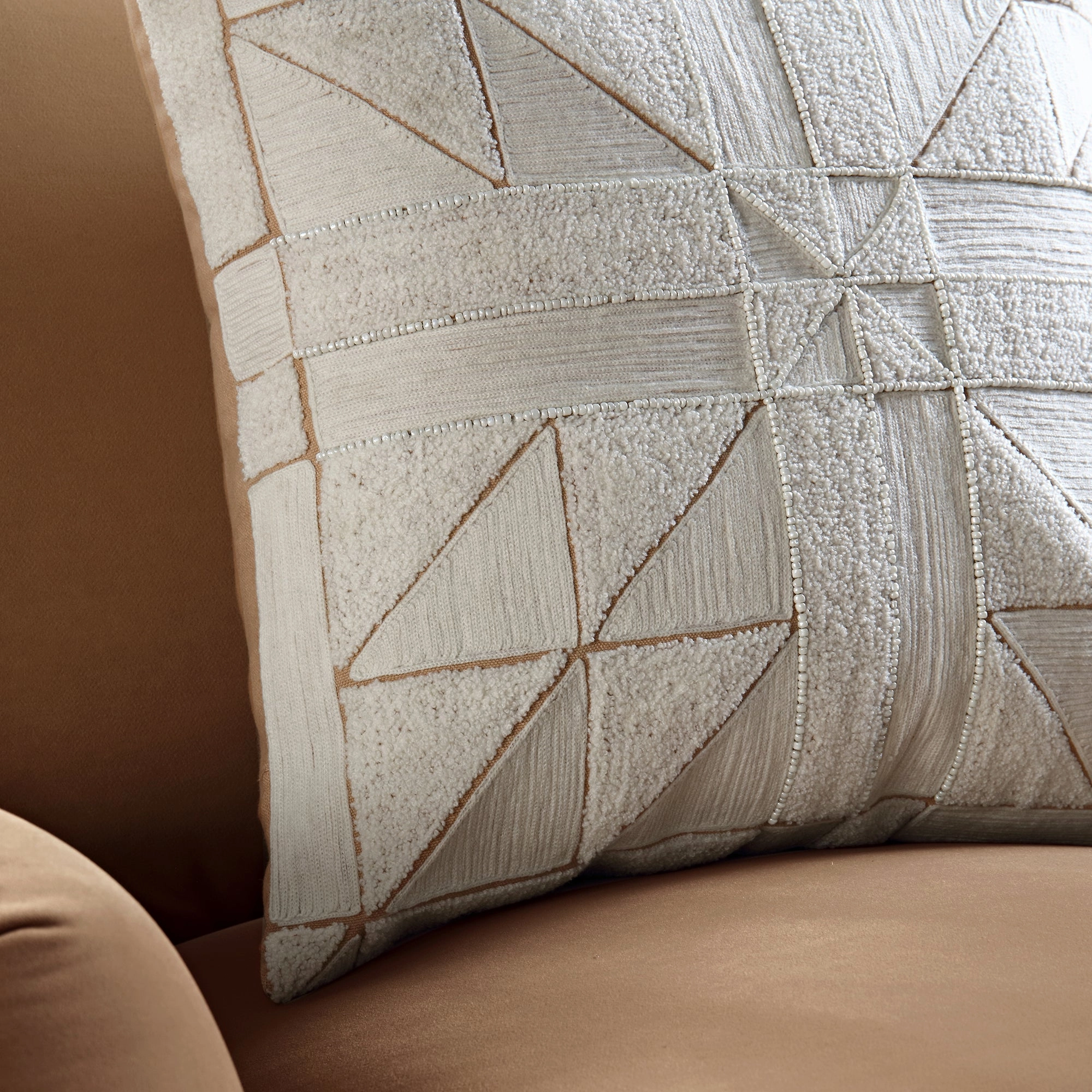 Luxe Collection Victoria Boucl Patchwork Hand Beaded Cushion