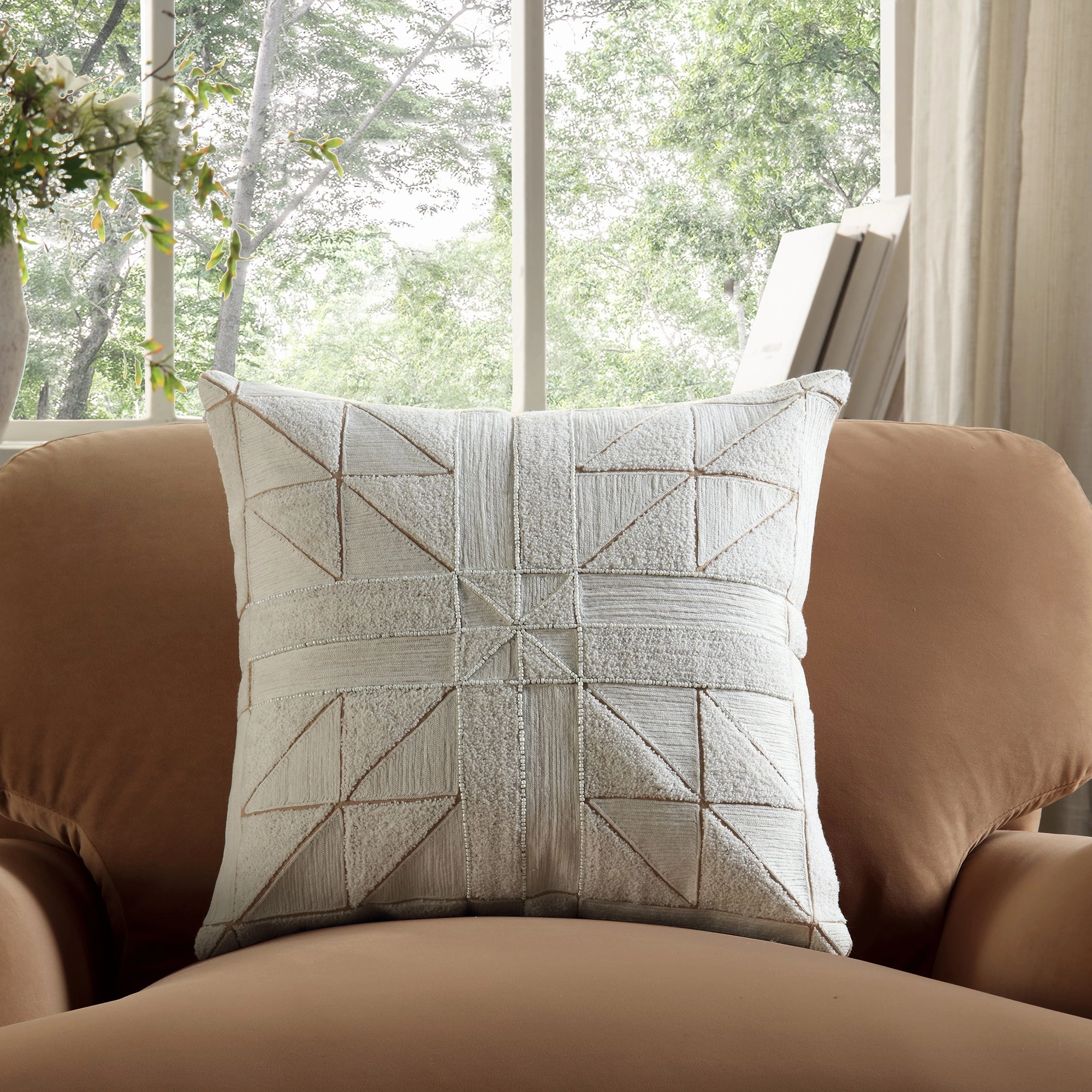 Luxe Collection Victoria Boucl Patchwork Hand Beaded Cushion
