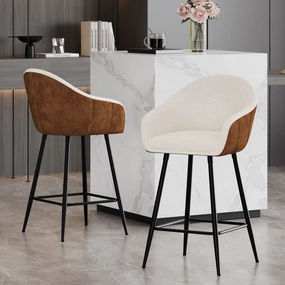 Luxury Bar Beige & Brown Upholstery Counter Stools kitchen accessories, table linens