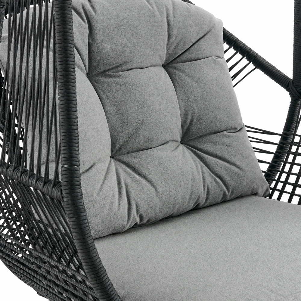 Lydia Geometric Rattan & Rope Mix Indoor Outdoor Hanging Chair
