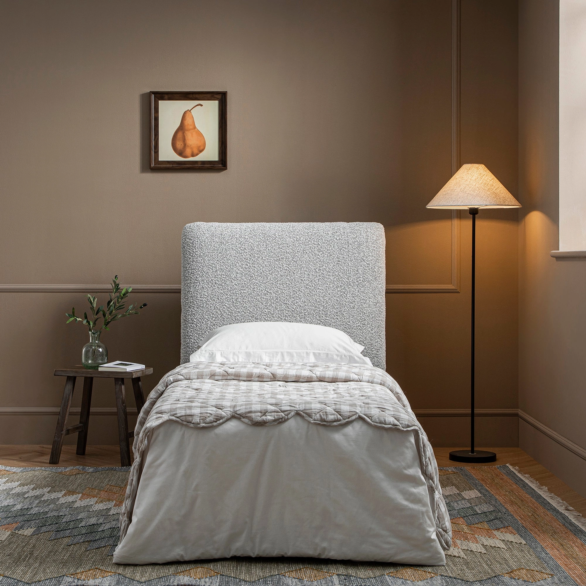 Magda Fold-Out Single Bed in an Ottoman, Mist Grey Boucle
