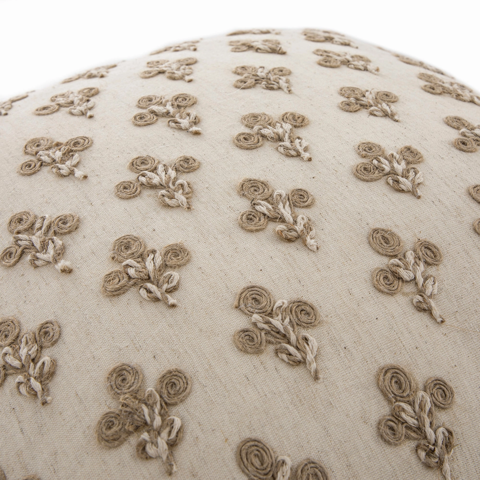 Maison Neutral Betsy Jute Floral Fringed Cushion