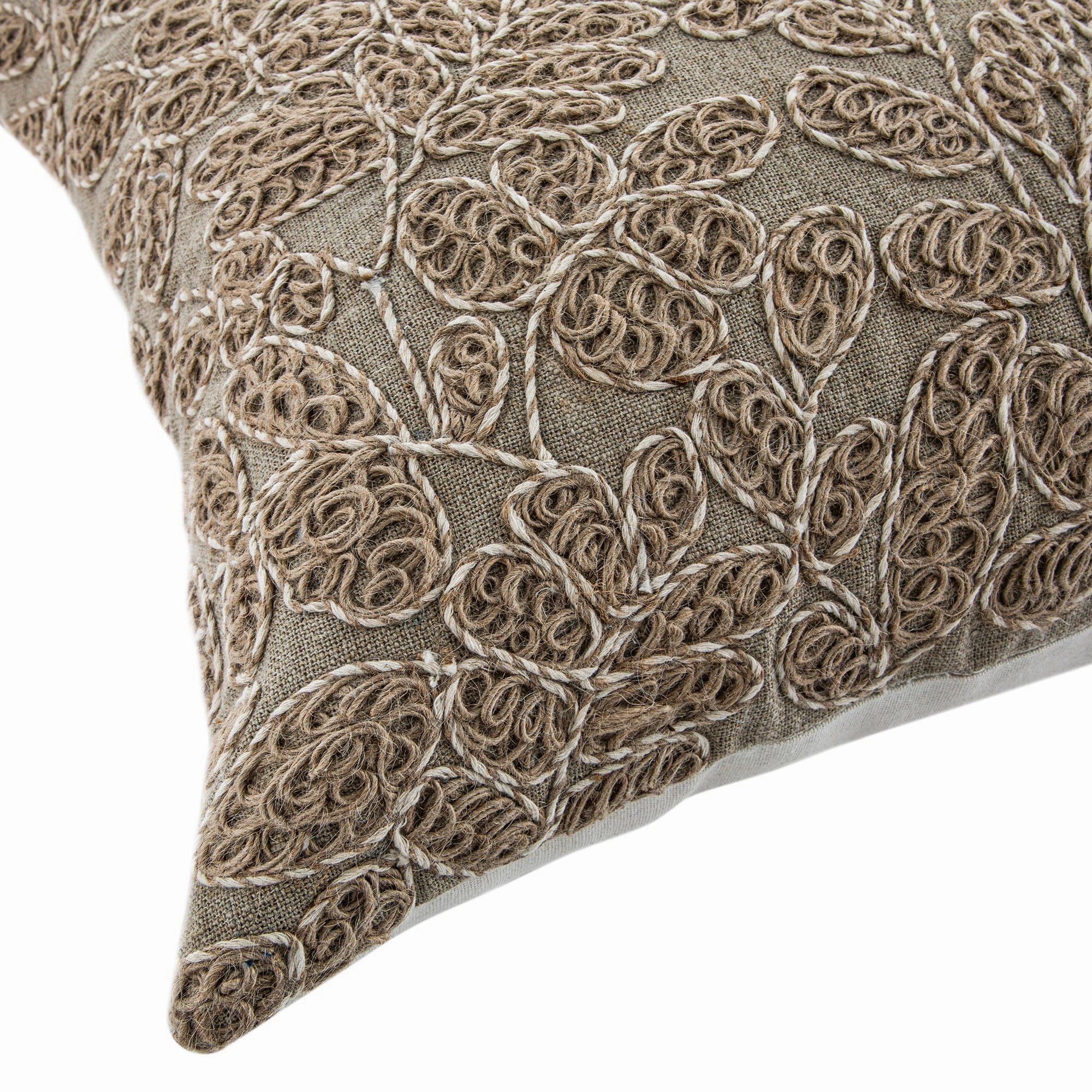 Maison Neutral Giselle Linen Embroidered Cushion