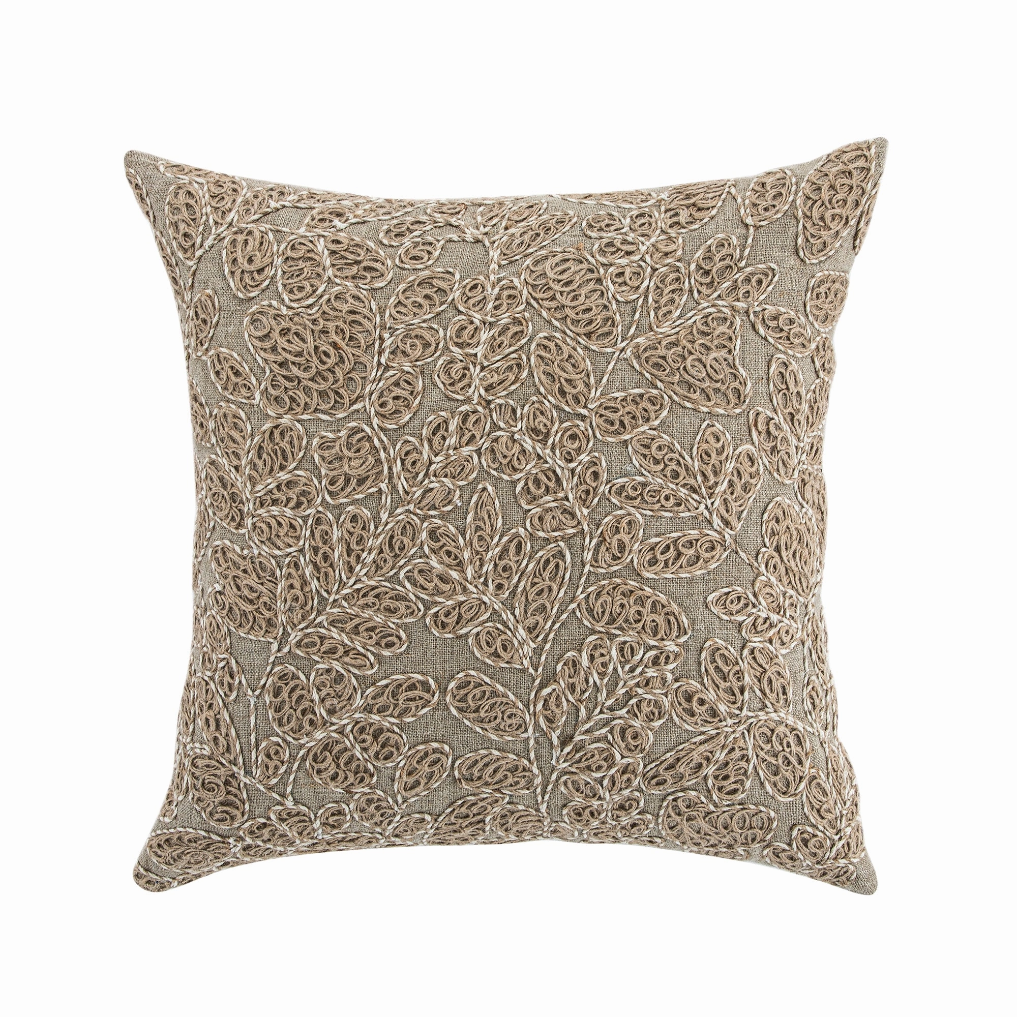 Maison Neutral Giselle Linen Embroidered Cushion